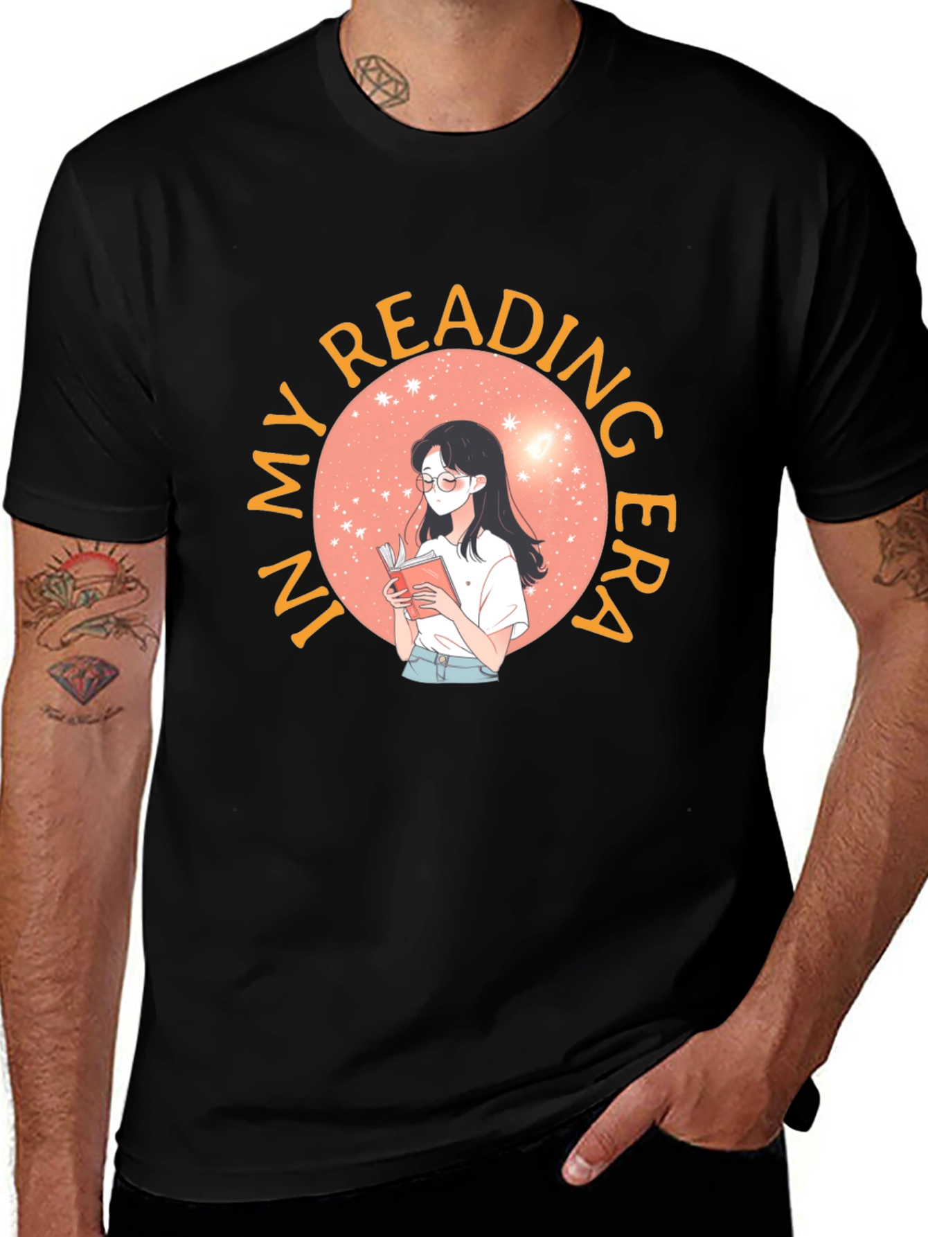 Variant 23 of Reading Era Graphic Tee - Unisex Black T-Shirt