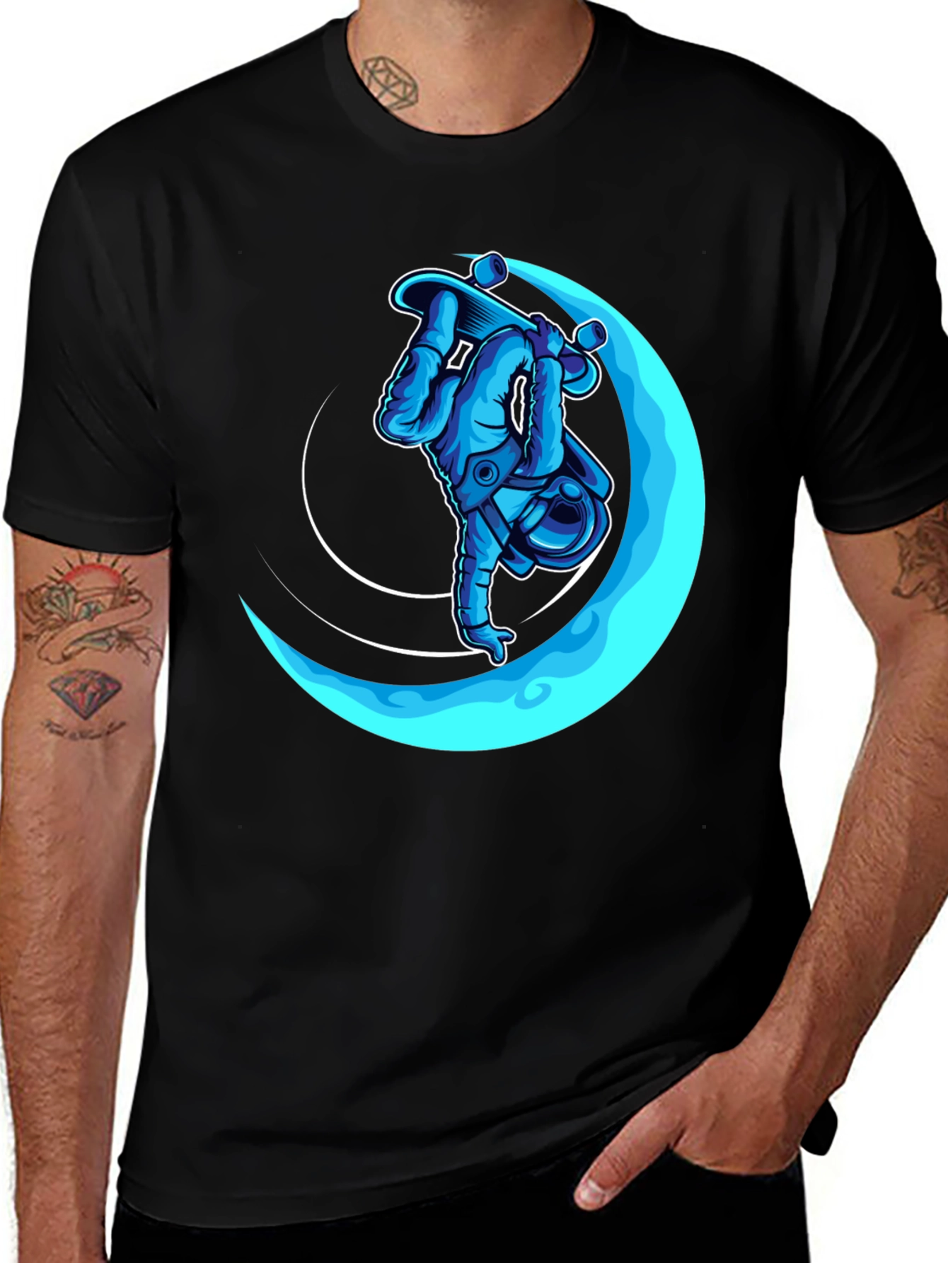 Variant 29 of Astronaut Skateboarder Black Graphic T-Shirt