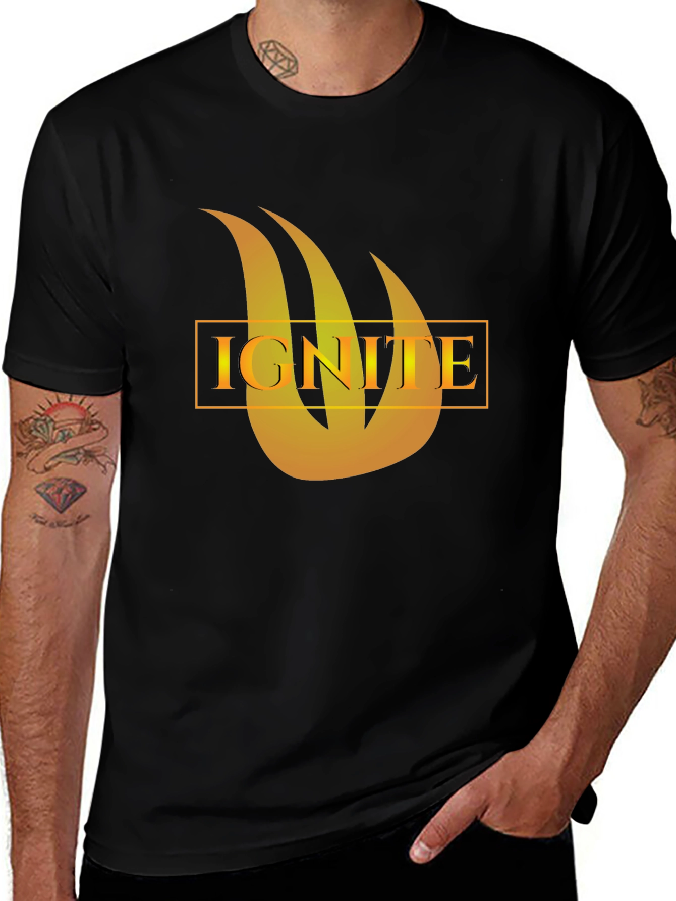 Variant 22 of Ignite Flame Graphic T-Shirt - Black Cotton Tee