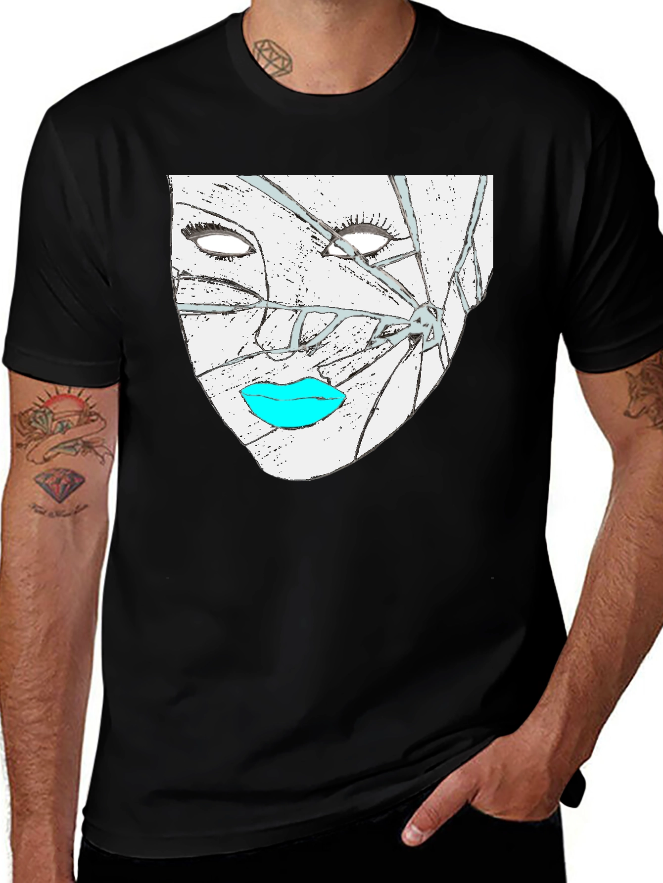 Variant 2 of Shattered Face Graphic Tee - Modern Streetwear