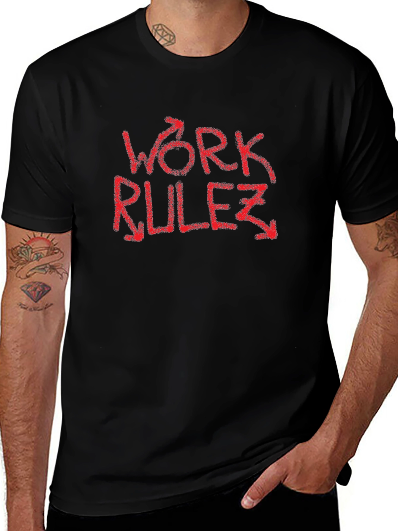 Work Rulez T-Shirt - Red Graphic Tee