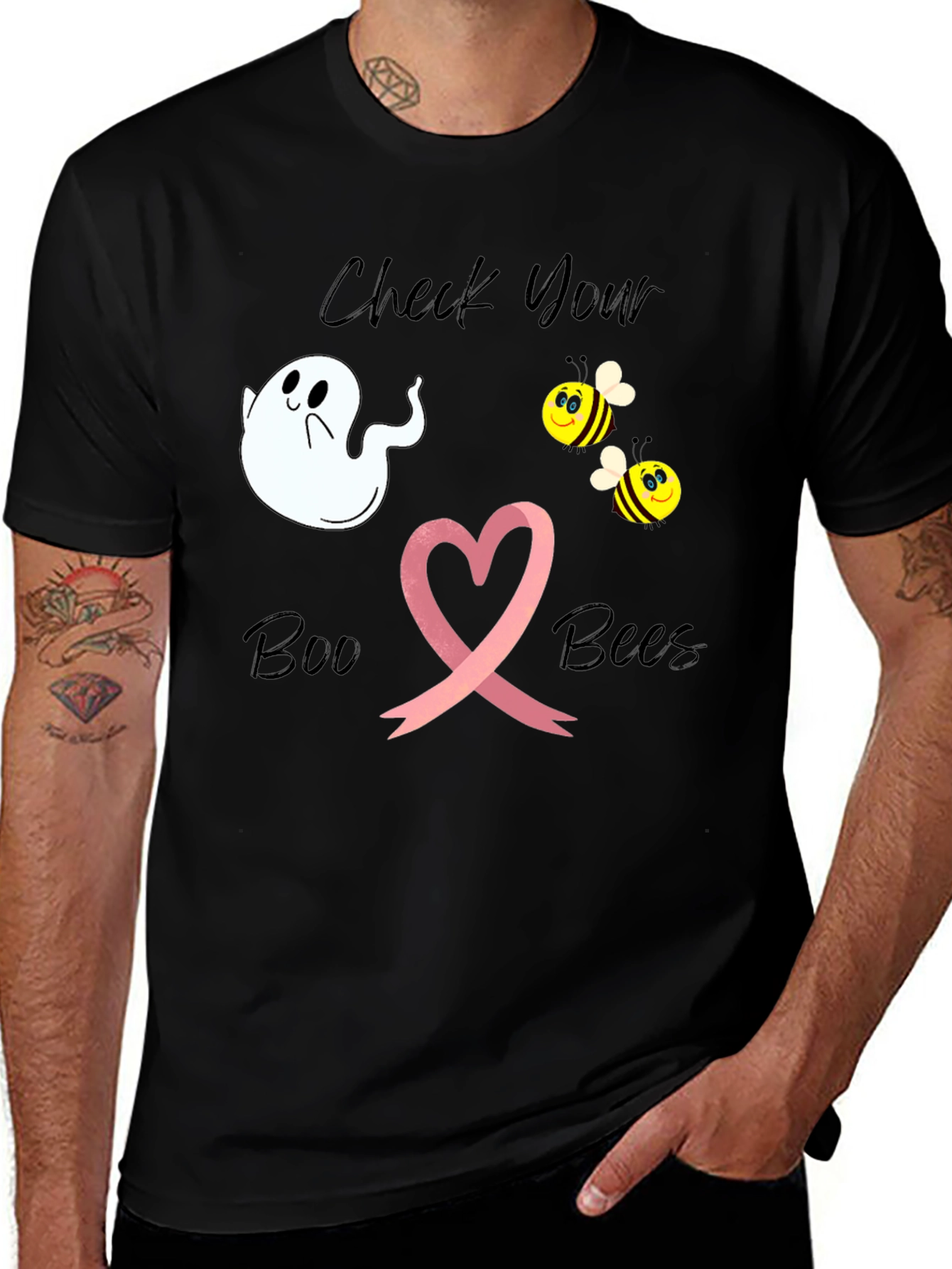Check Your Boo Bees T-Shirt Funny Breast Cancer Awareness 