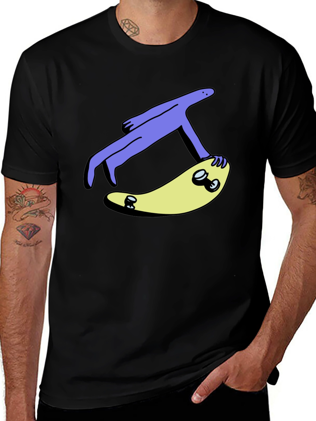 Variant 17 of Skateboard Dude Graphic Tee - Cool Black T-Shirt