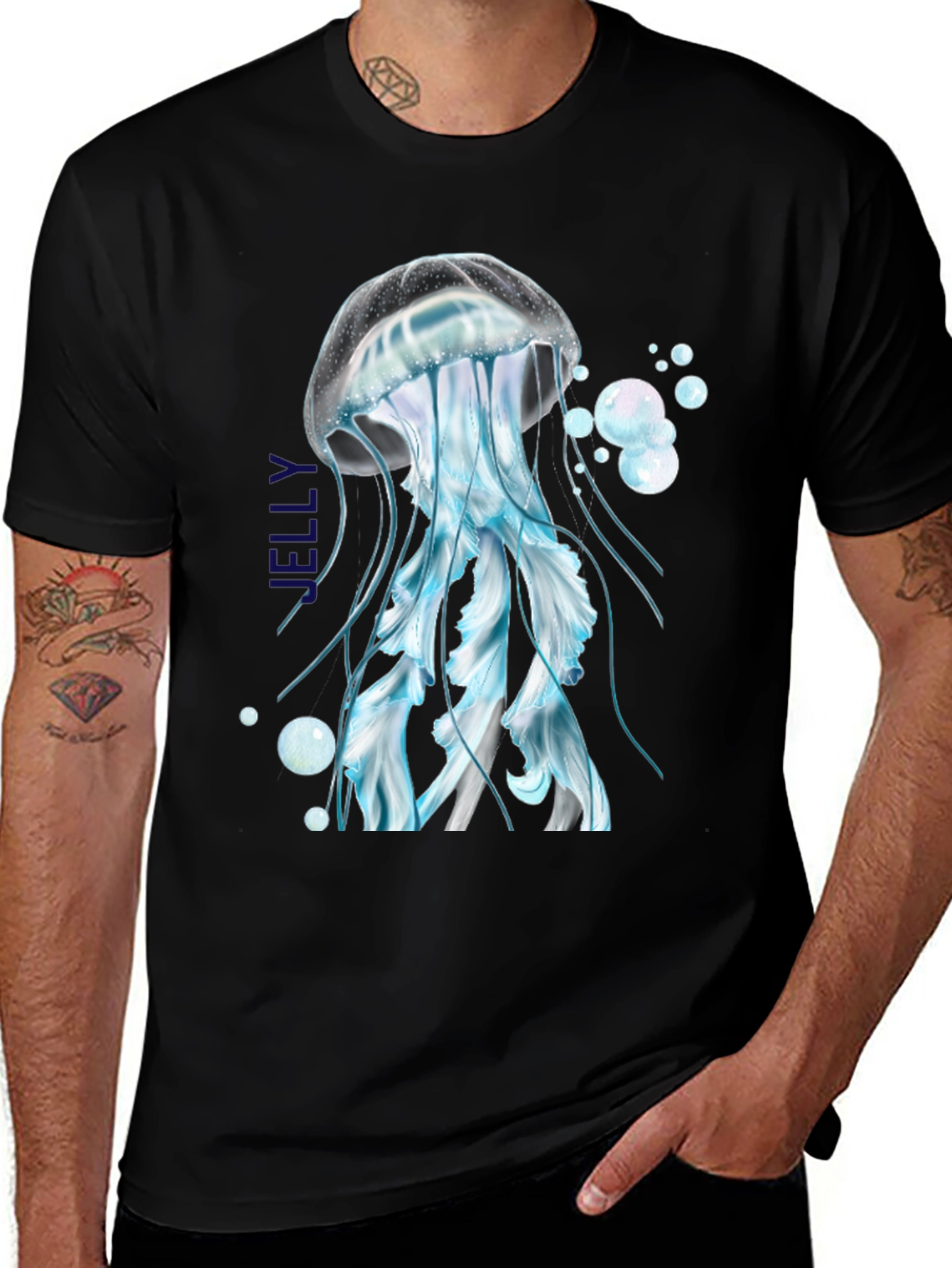 Jellyfish Graphic T-Shirt - Black Cotton Tee