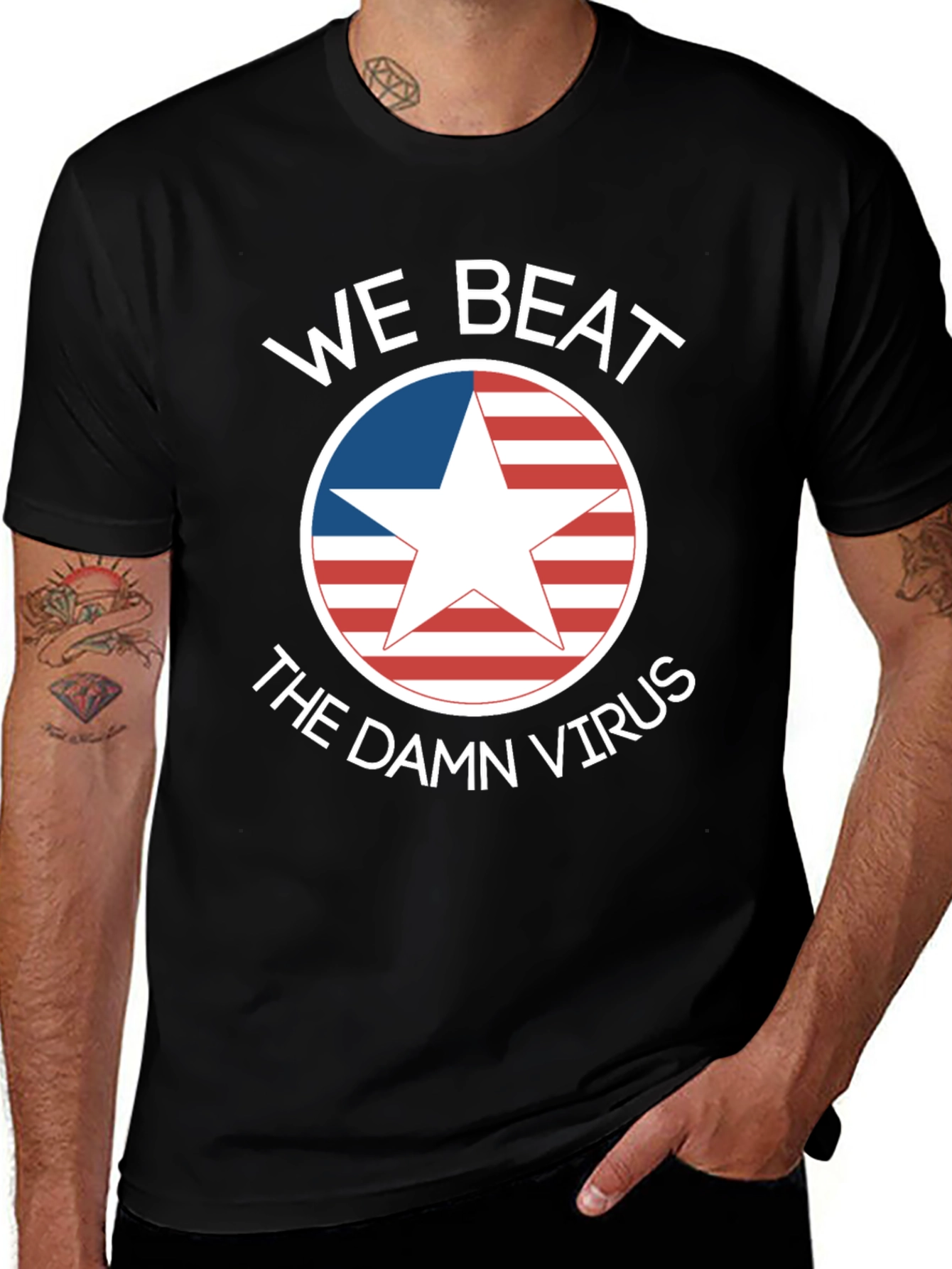 Variant 5 of We Beat The Damn Virus Graphic Tee