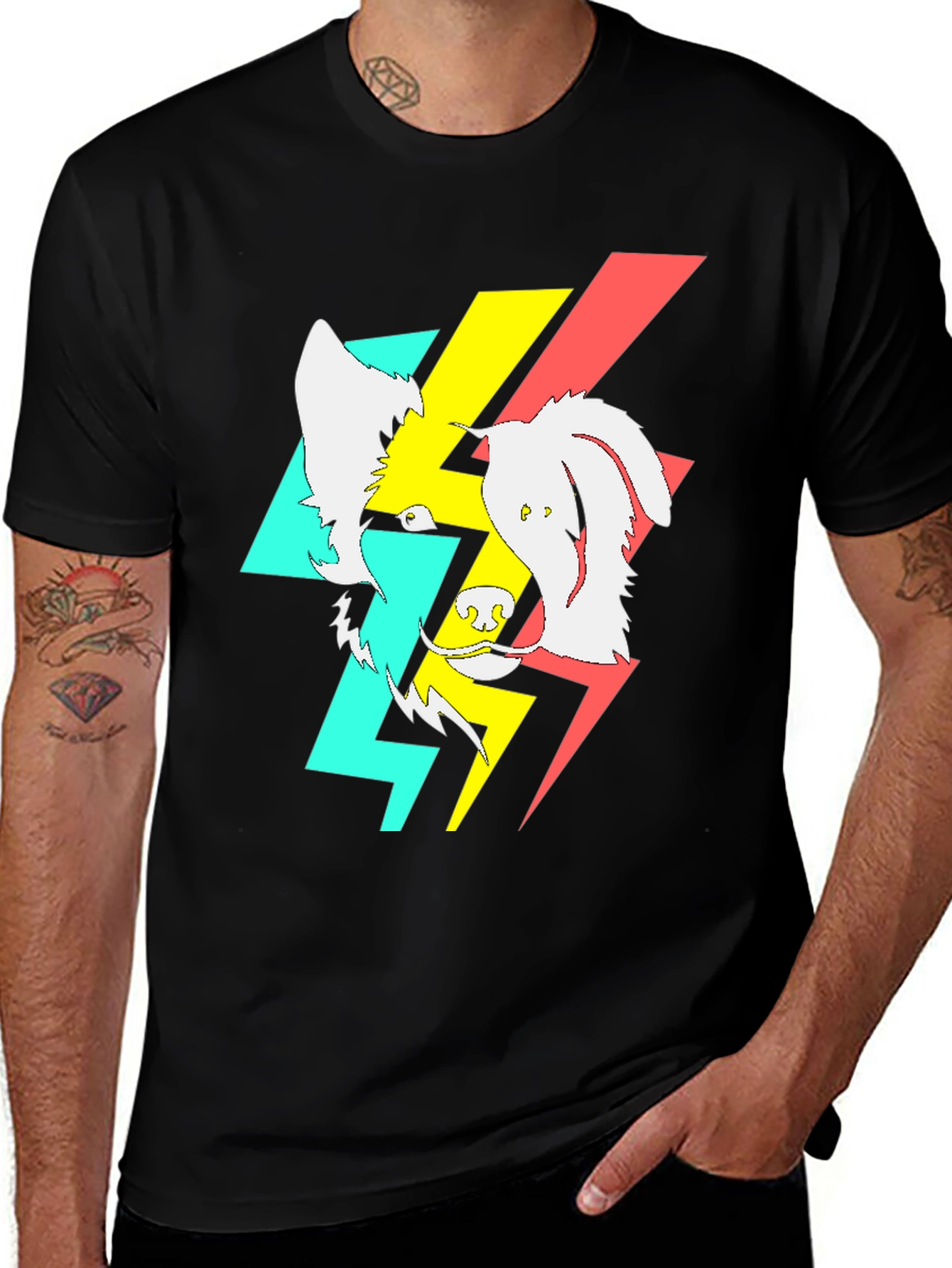 Variant 18 of Abstract Dog Graphic Black T-Shirt