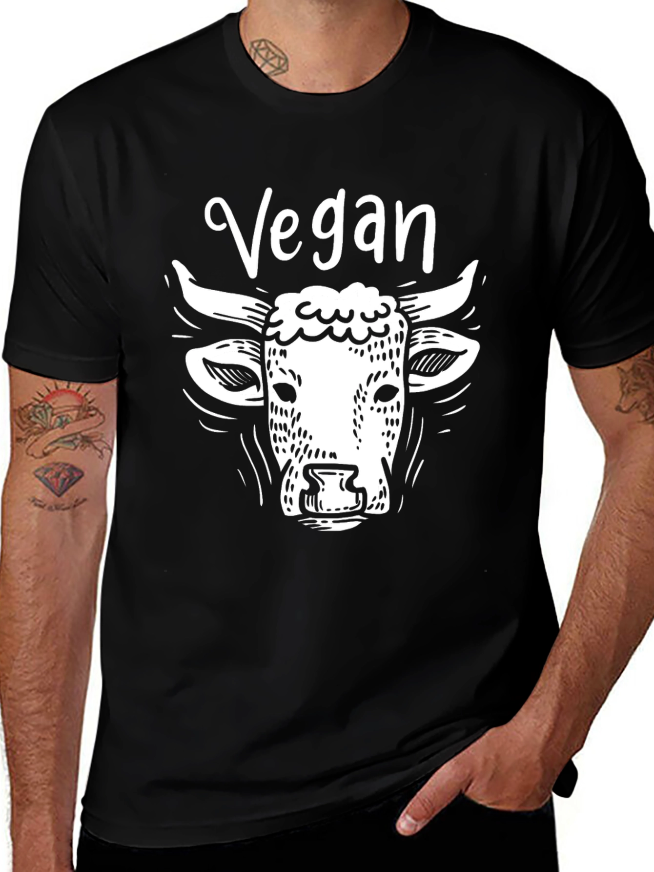 Variant 19 of Vegan Cow Graphic T-Shirt - Unisex Black Tee