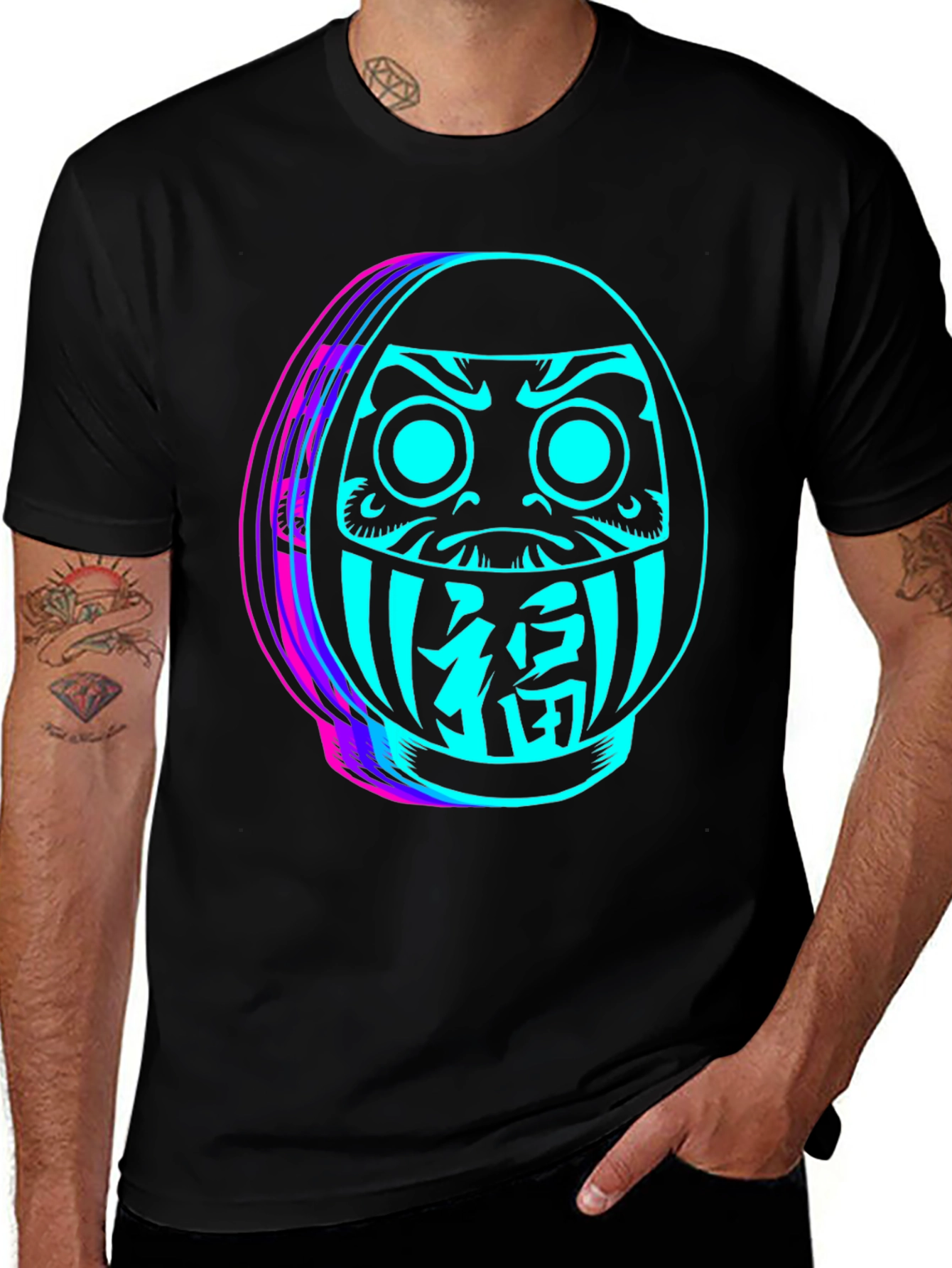 Variant 10 of Daruma Doll Glitch T-Shirt - Japanese Good Luck