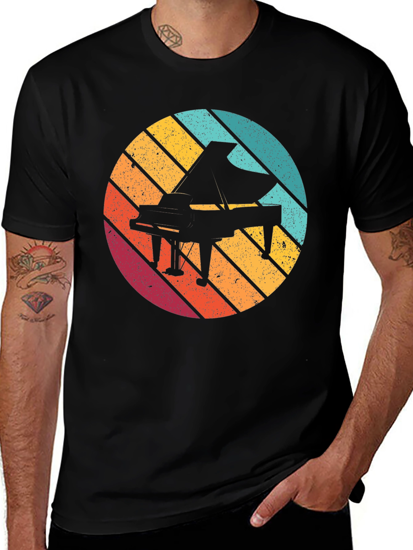 Variant 13 of Retro Piano Graphic Tee - Black
