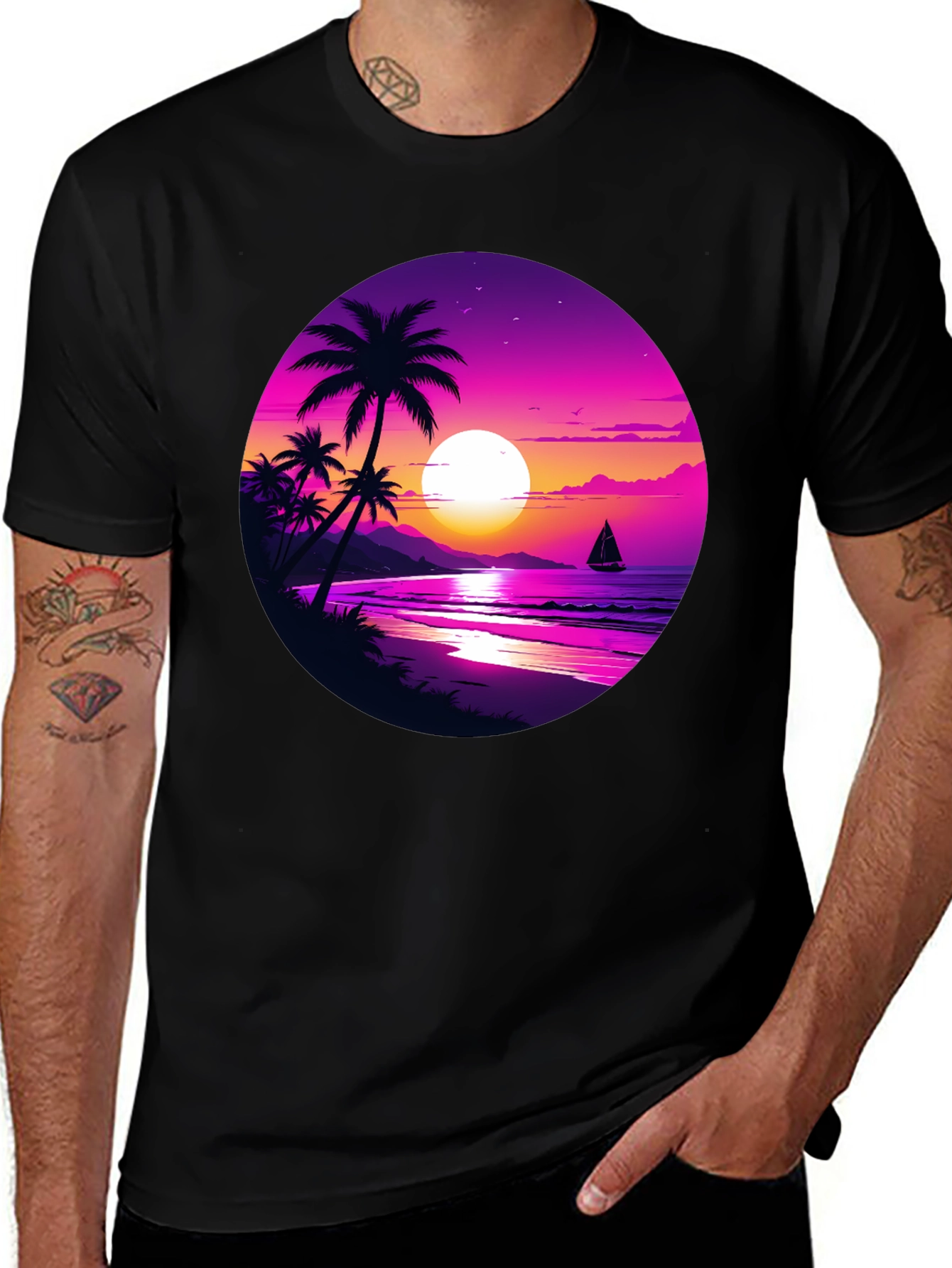 Sunset Beach T-Shirt - Tropical Graphic Tee