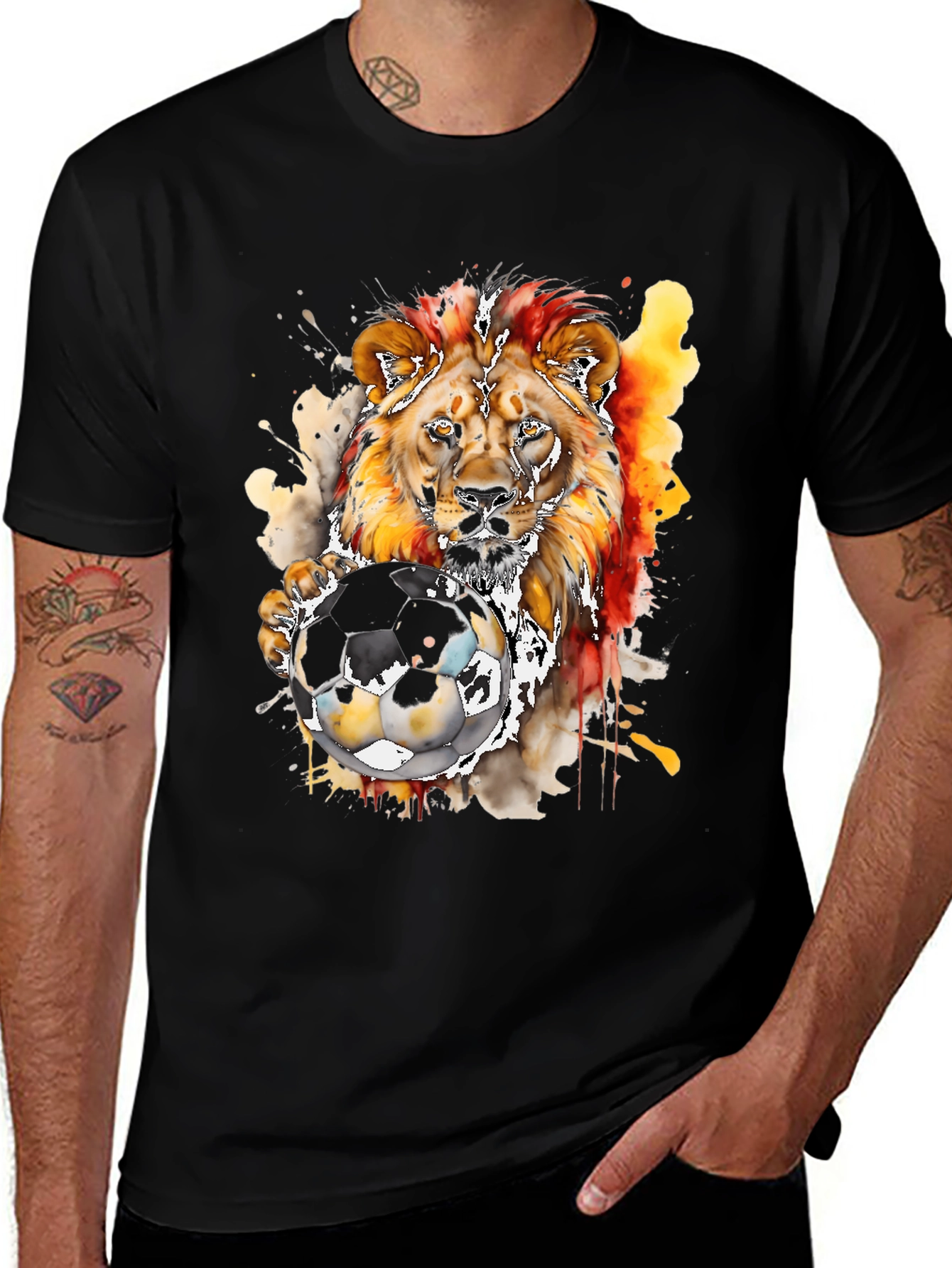 Variant 28 of Lion Soccer Watercolor Graphic T-Shirt