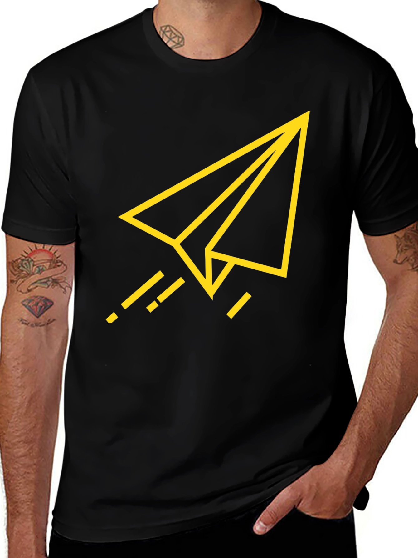 Variant 7 of Paper Airplane Graphic Tee - Black