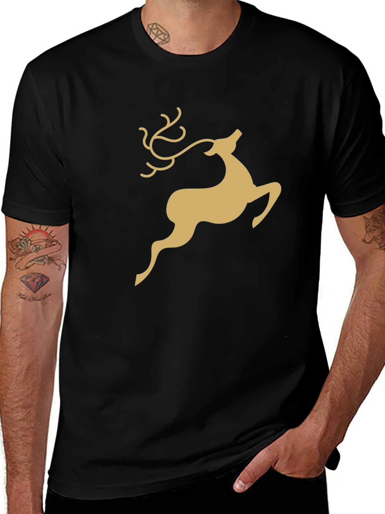 Variant 27 of Festive Reindeer Graphic Tee - Black