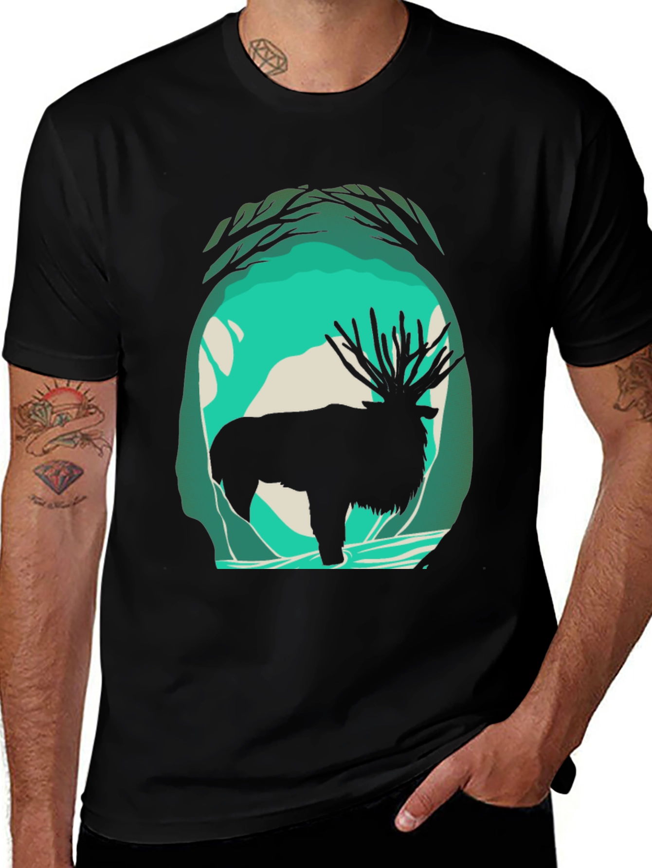 Variant 28 of Elk Silhouette Graphic Tee - Nature Inspired T-Shirt