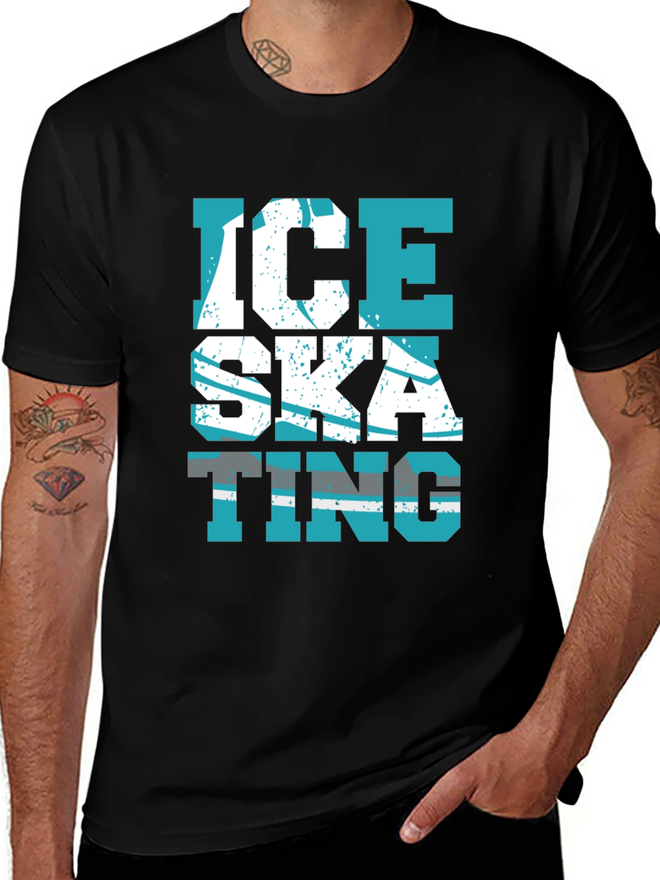 Variant 17 of Ice Skating Graphic T-Shirt - Sporty Black Tee