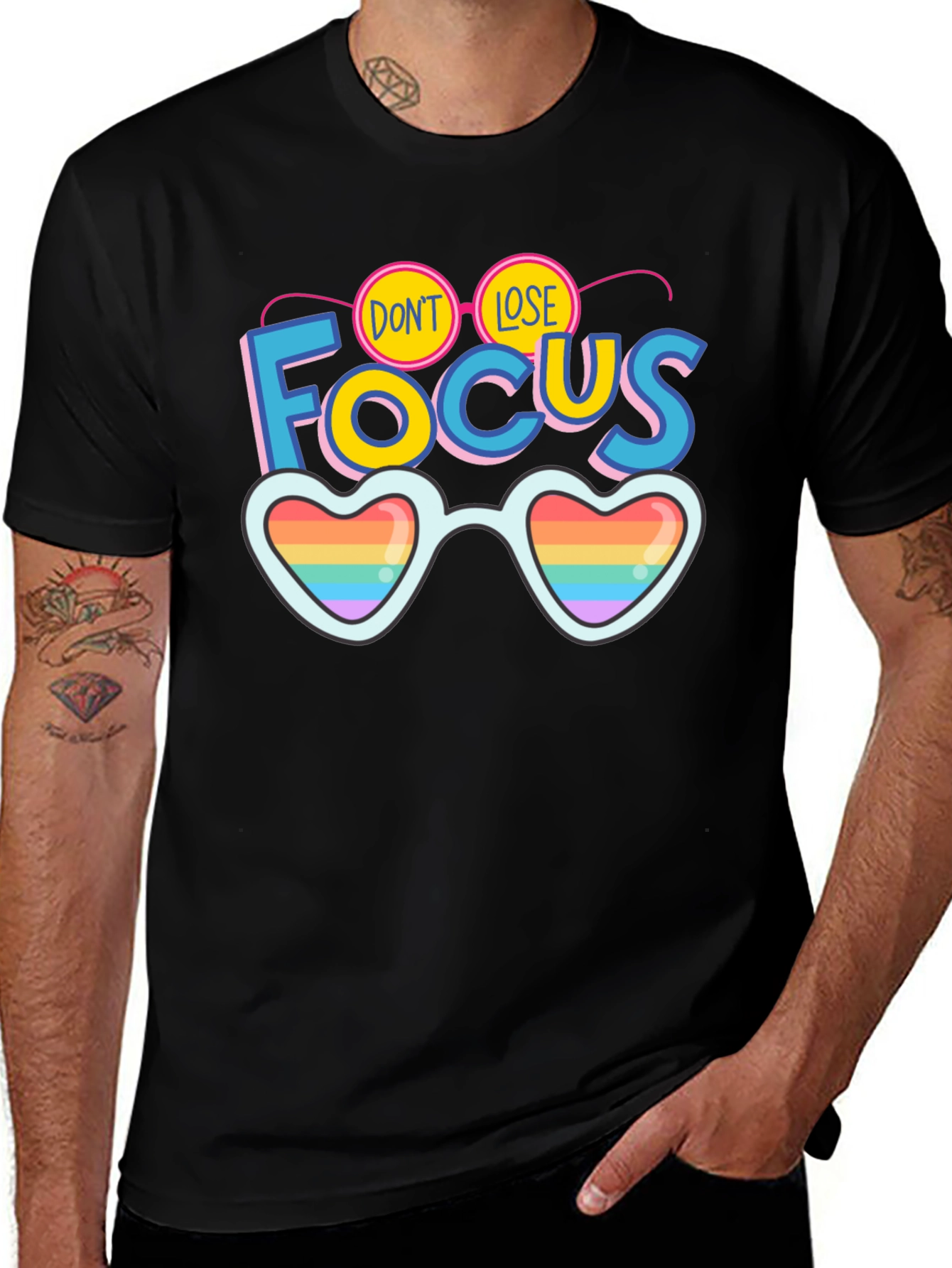 Variant 4 of Don't Lose Focus Pride Rainbow Heart Sunglasses T-Shirt