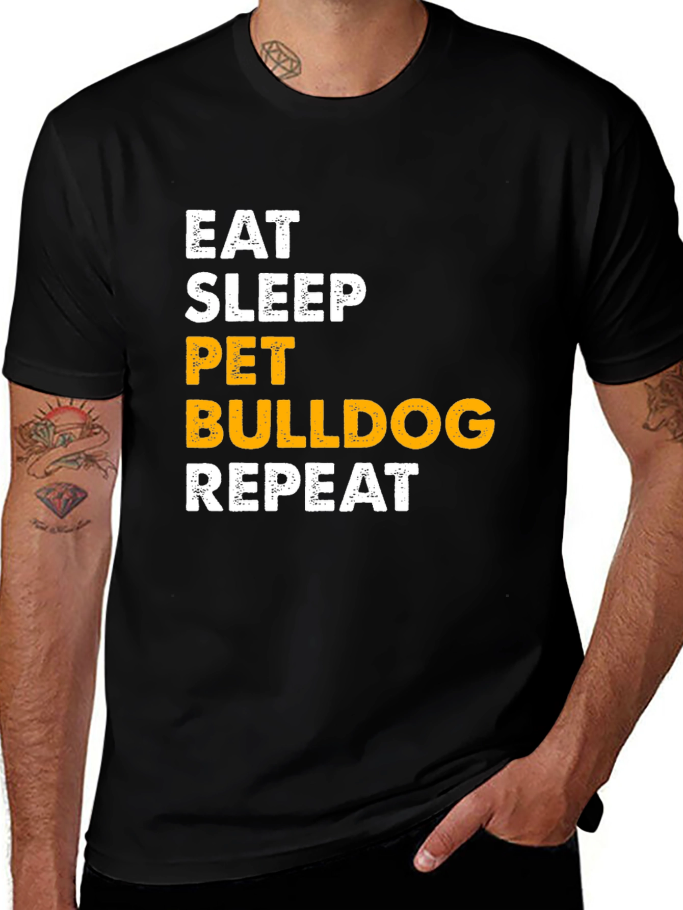Variant 30 of Eat Sleep Pet Bulldog Repeat Black T-Shirt