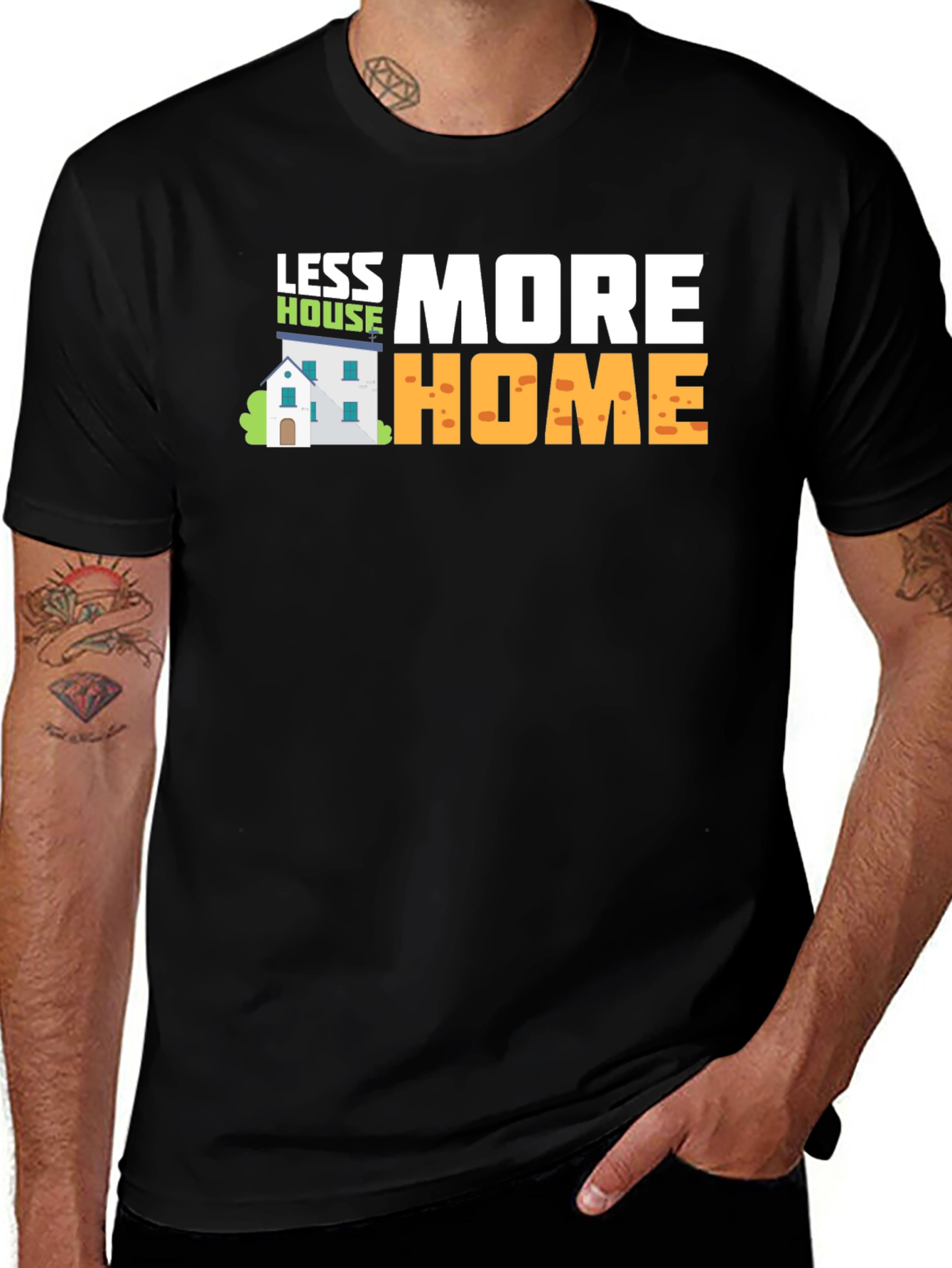 Black Less House More Home Graphic T-Shirt main image