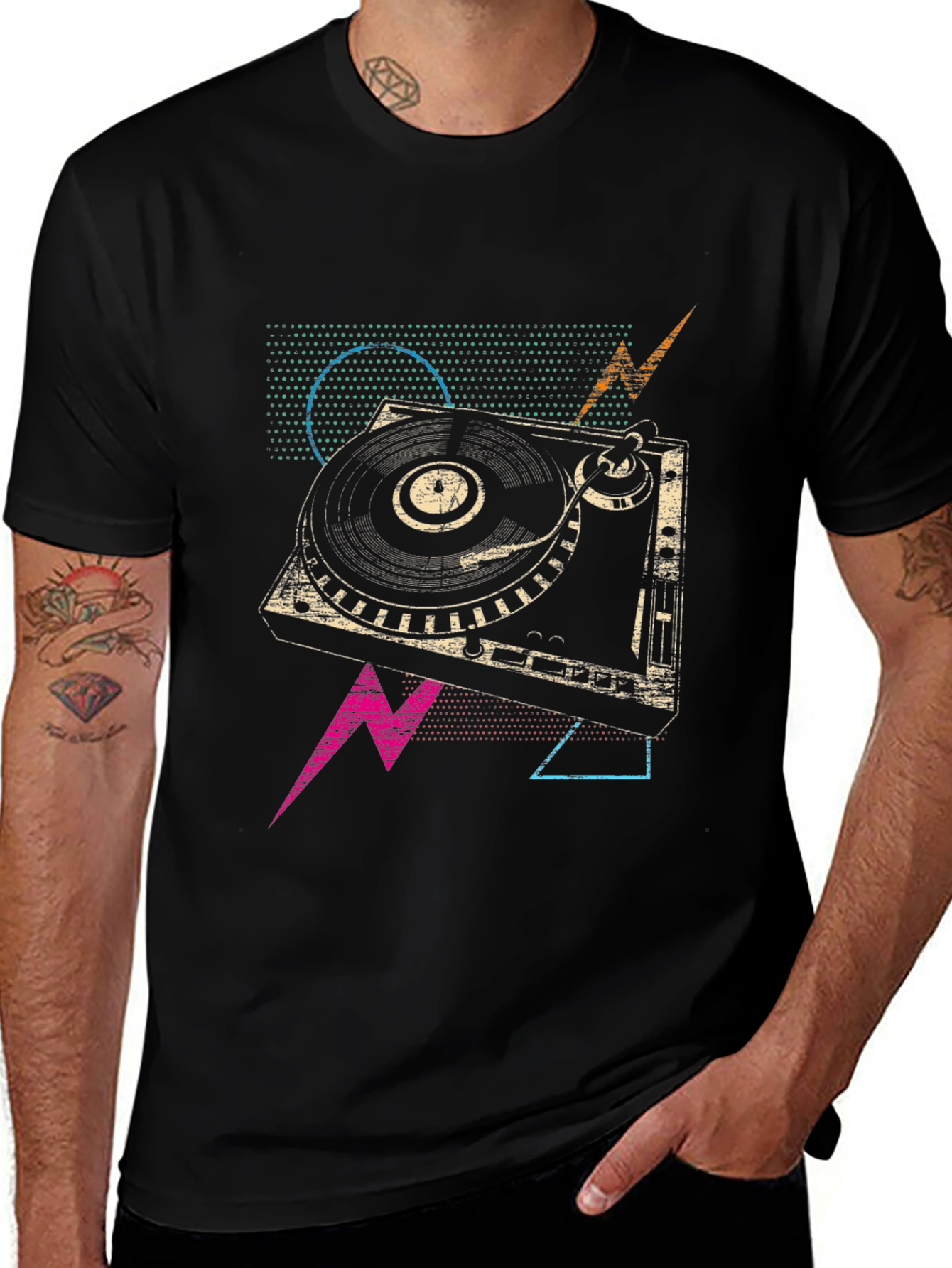 Variant 16 of Retro Turntable Graphic Tee - Vintage DJ Style