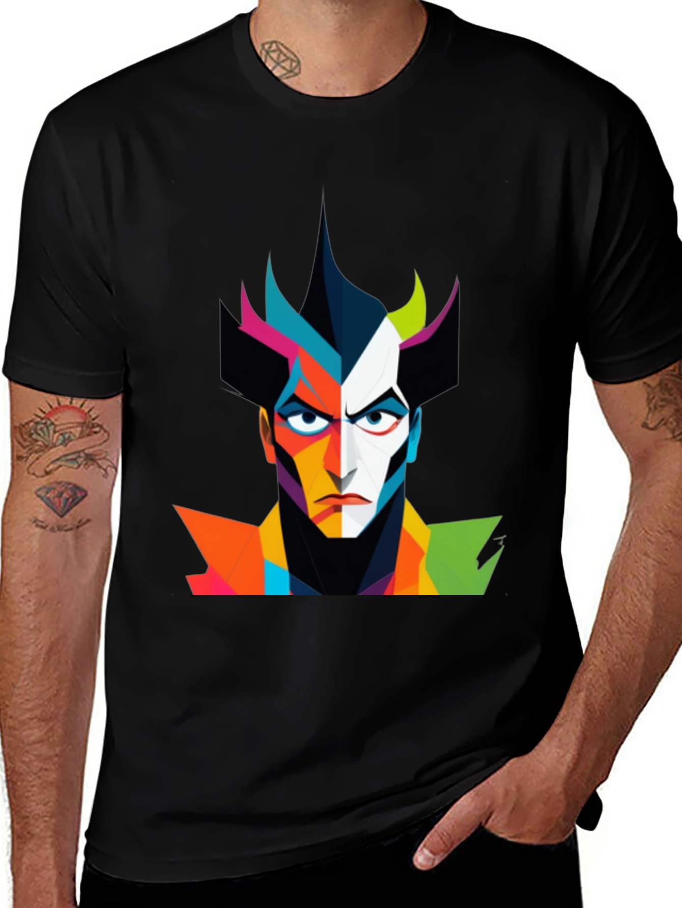 Variant 25 of Abstract Villain Graphic Black T-Shirt