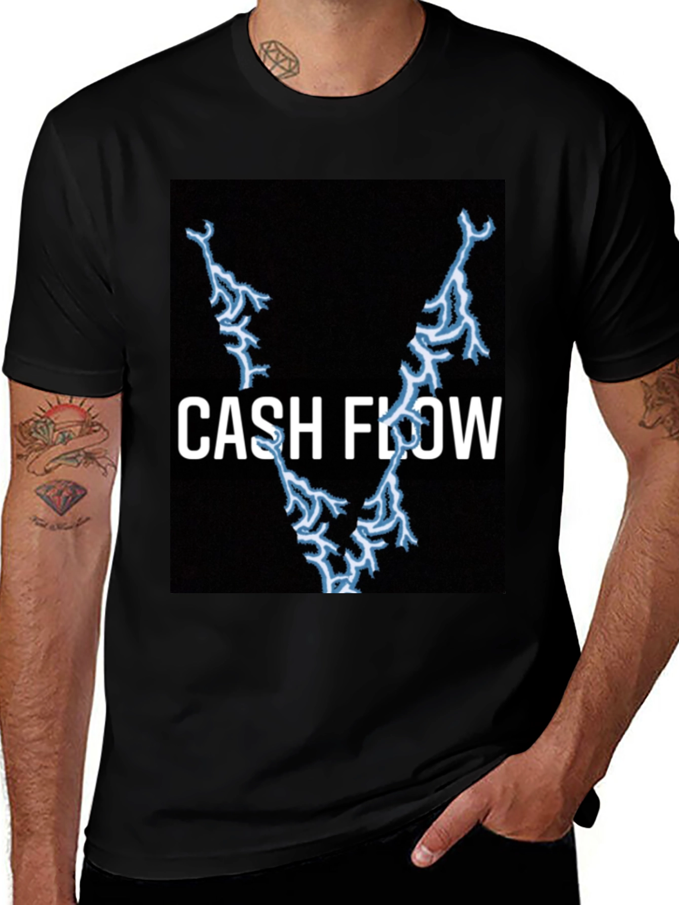 Variant 27 of Cash Flow Lightning Bolt Black T-Shirt