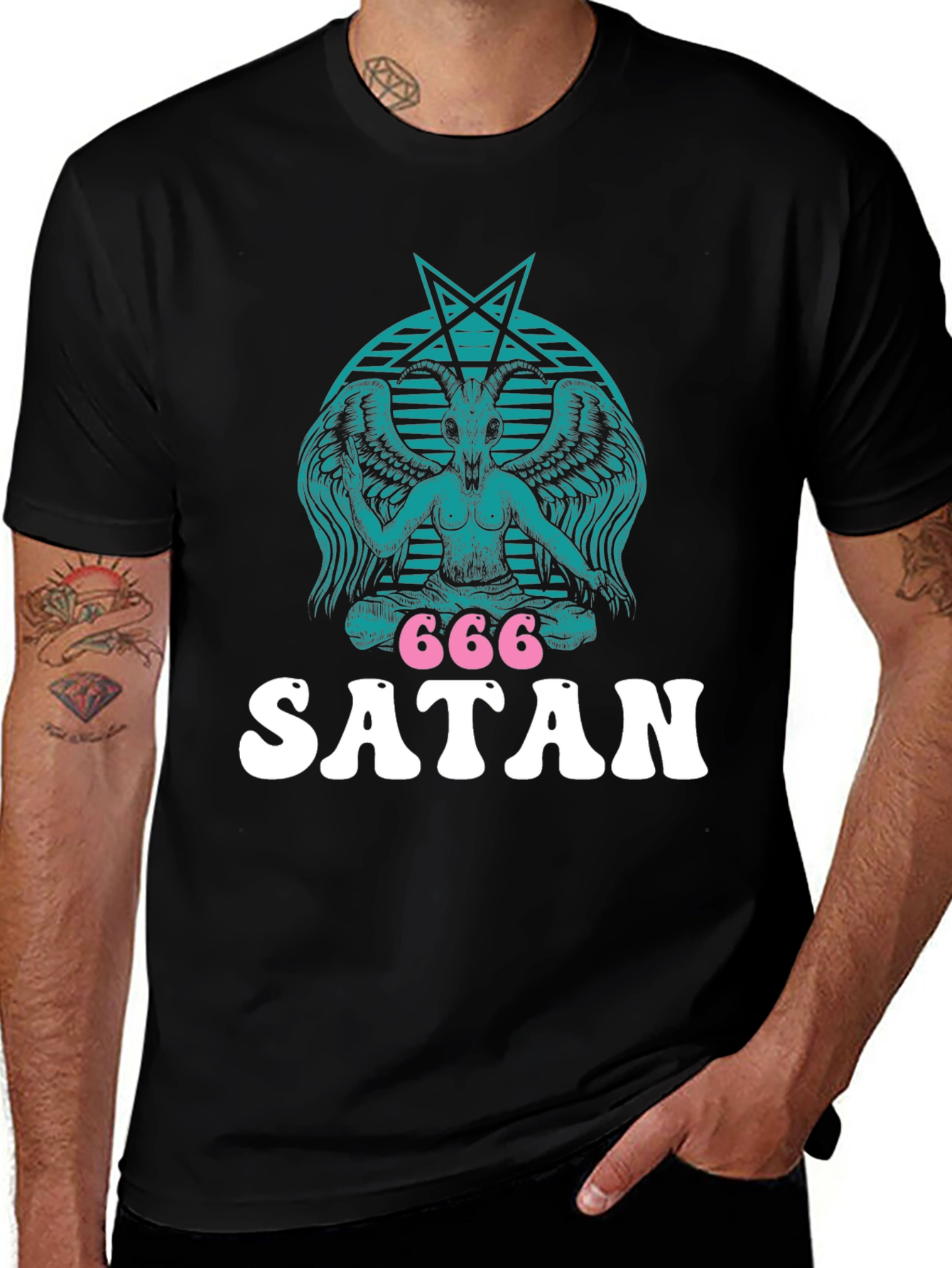 Variant 27 of Satanic Graphic Tee - Baphomet 666 T-Shirt