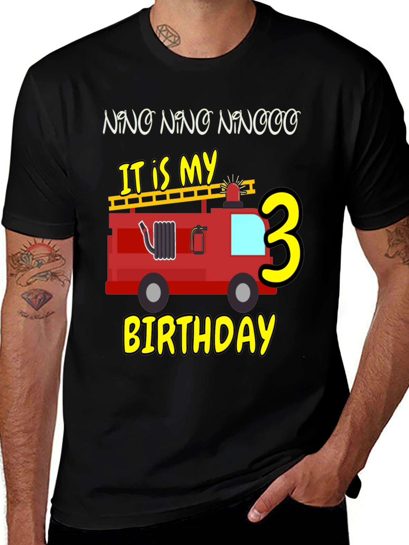 Fire Truck Birthday Shirt - Nino Number 3