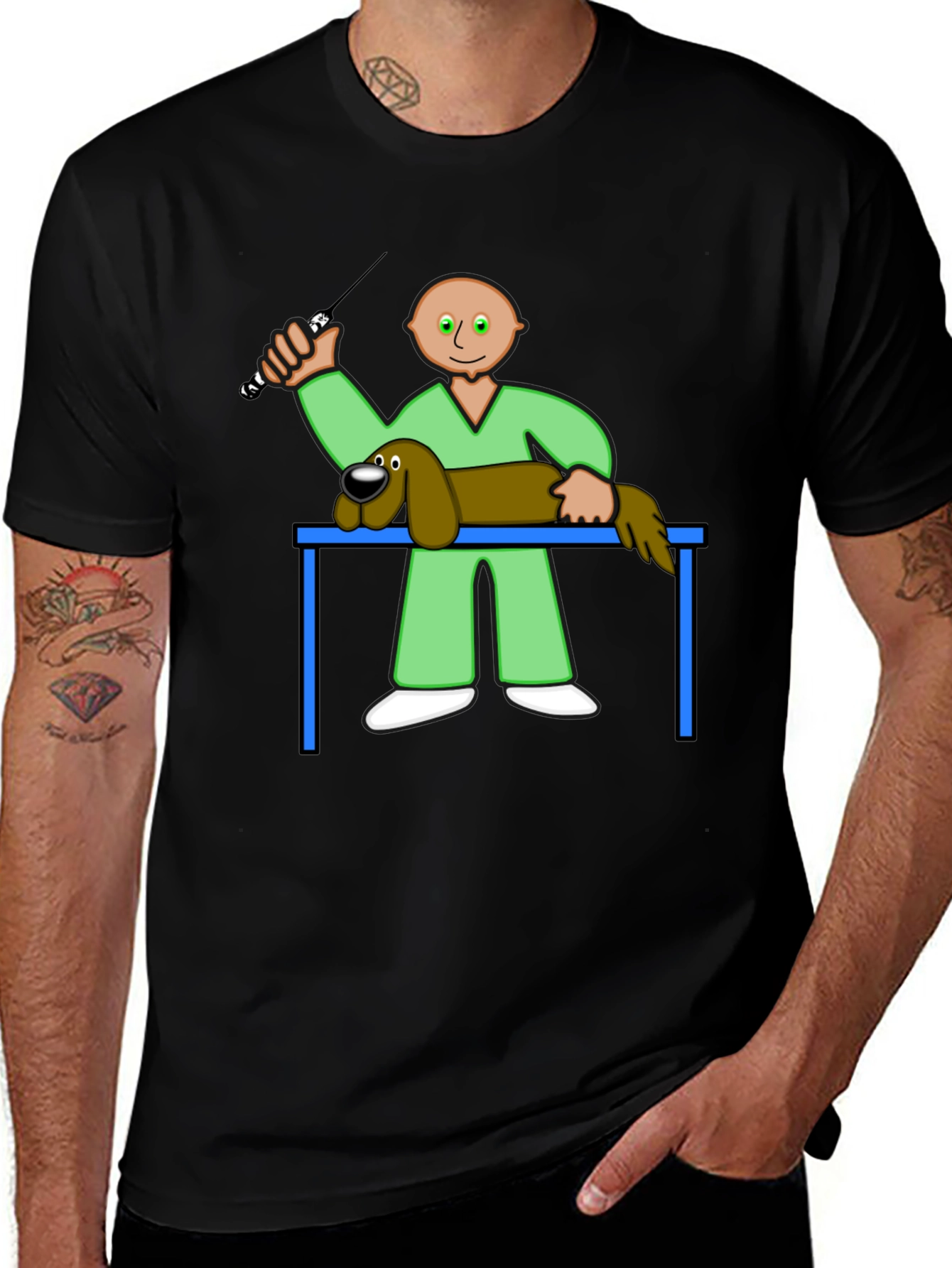 Cartoon Vet T-Shirt: Grooming Style
