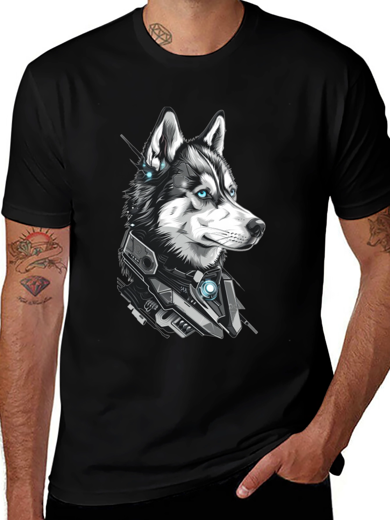 Variant 11 of Cyberpunk Husky Graphic Tee - Cool Canine Style