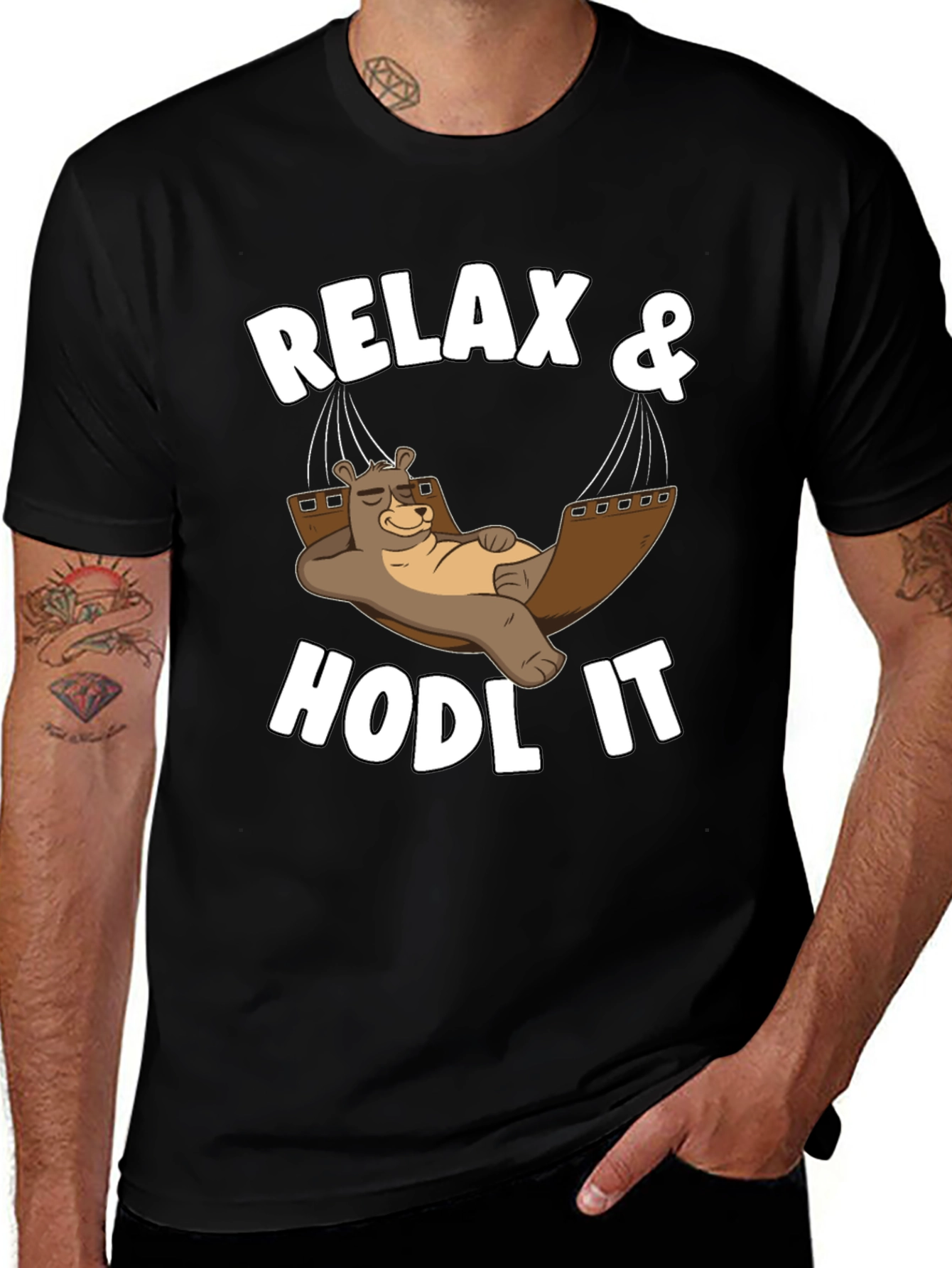 Variant 27 of Relax & HODL IT Crypto Bear T-Shirt