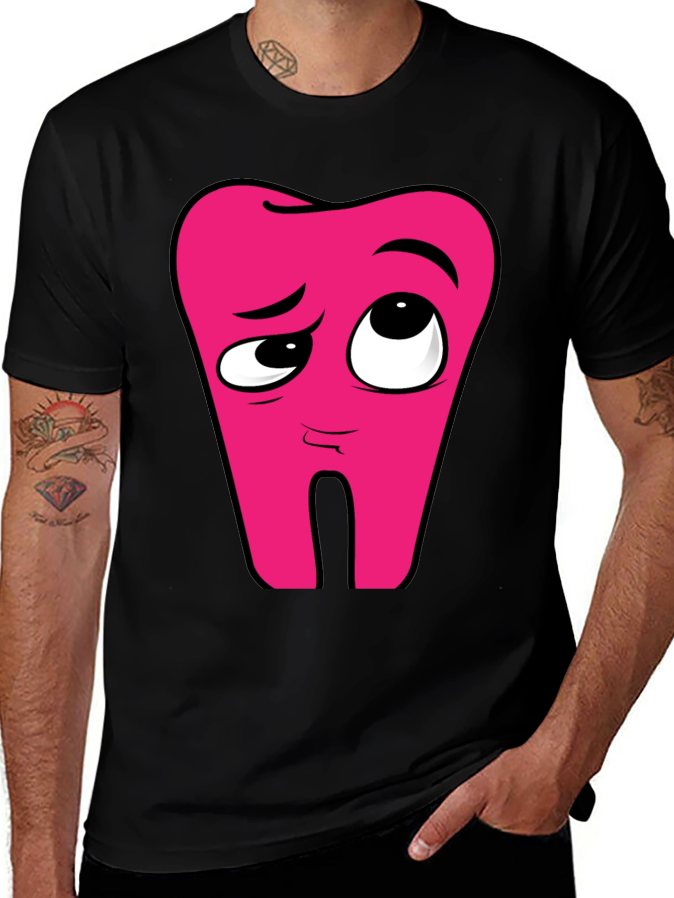 Cartoon Tooth Graphic T-Shirt - Funny Dental Tee