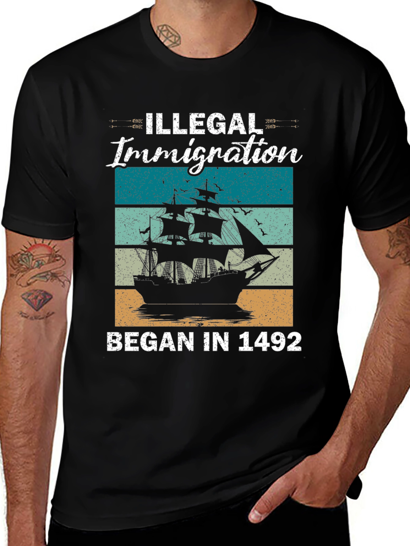 Variant 12 of Illegal Immigration Began in 1492 T-Shirt