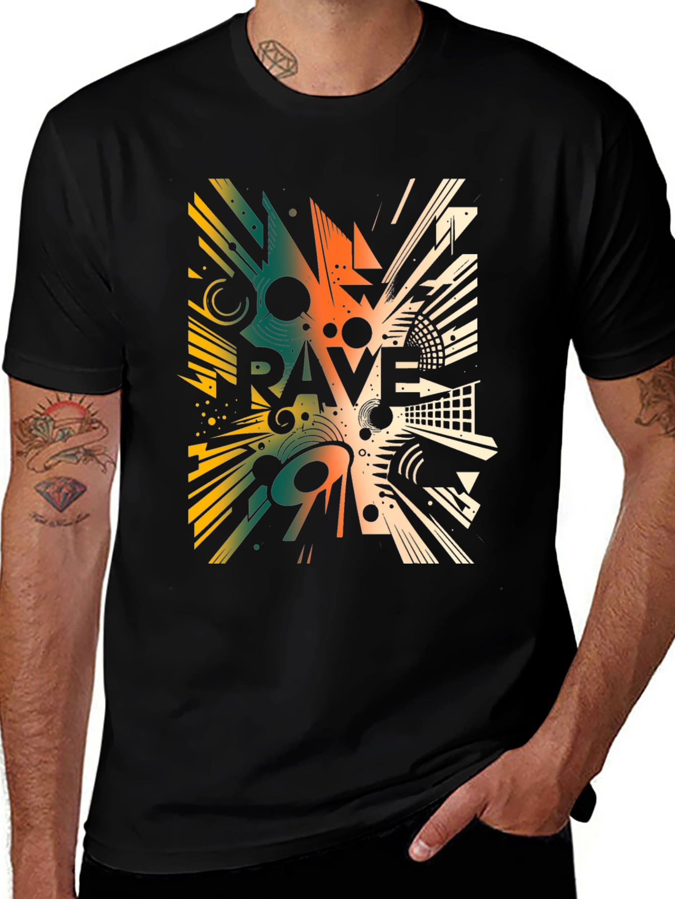 Variant 17 of Rave Graphic Tee - Abstract Party Design