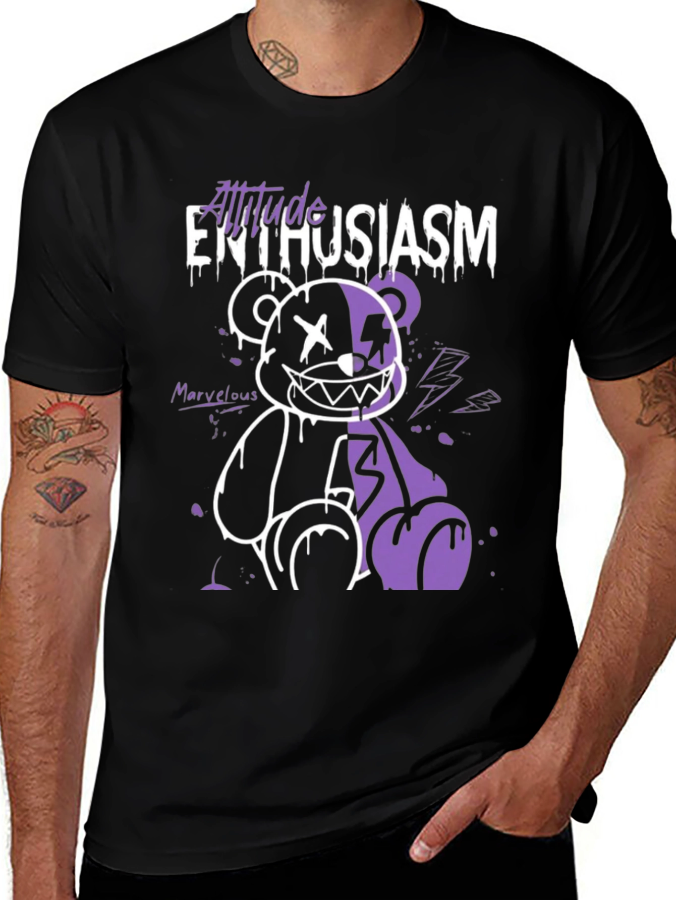 Variant 3 of Men's Graphic Print Tee - Attitude, Enthusiasm Bear
