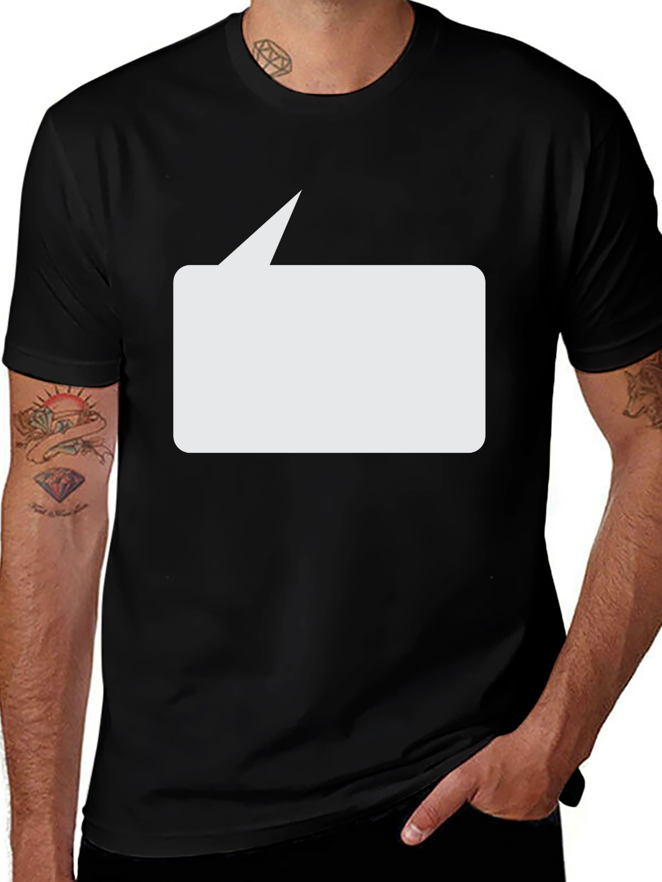 Variant 23 of Black T-Shirt with Speech Bubble Graphic