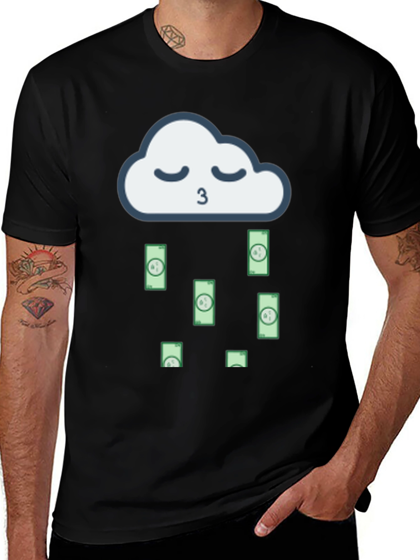 Variant 5 of Money Rain Cloud Black T-Shirt