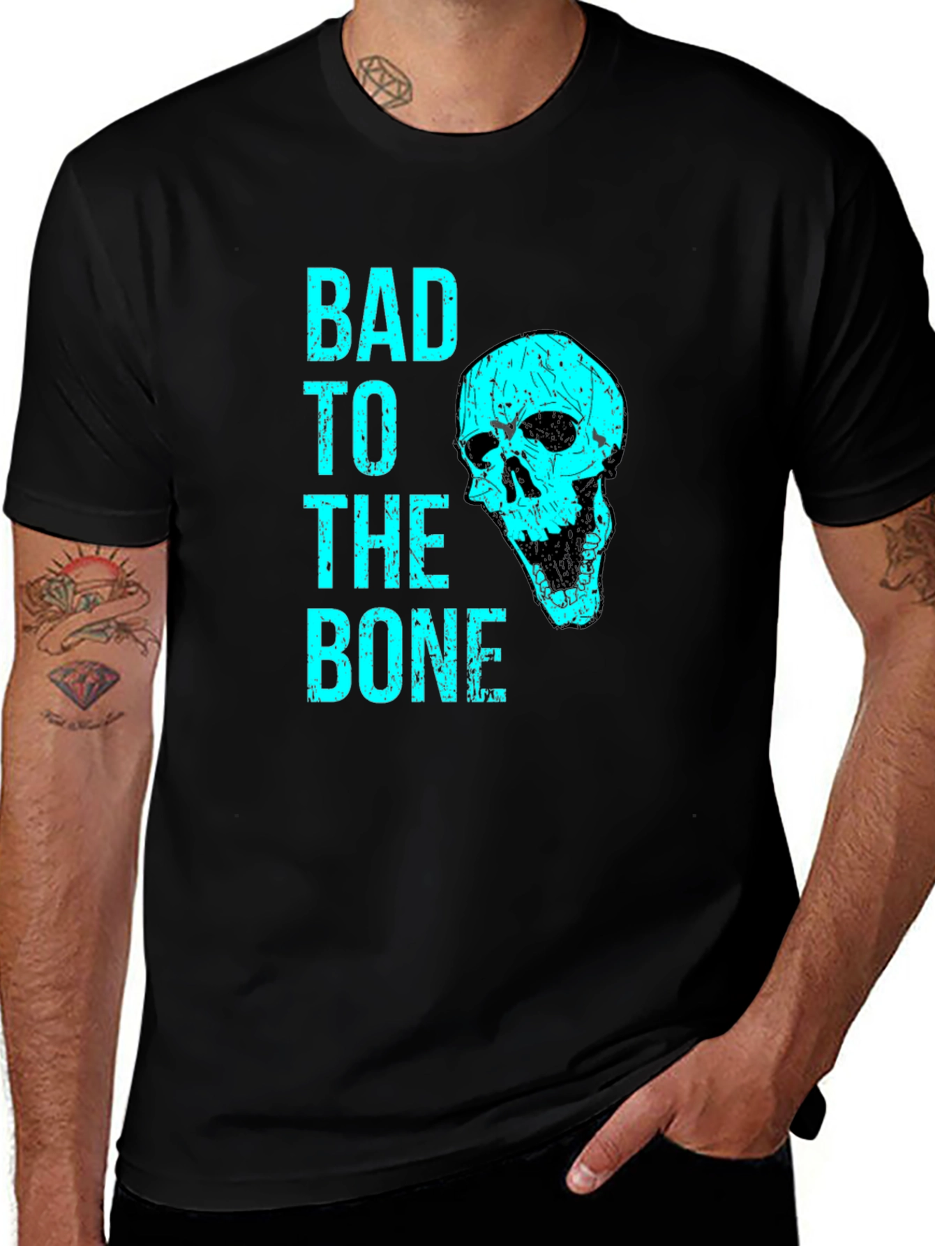 Variant 14 of Bad to the Bone Graphic Tee - Black