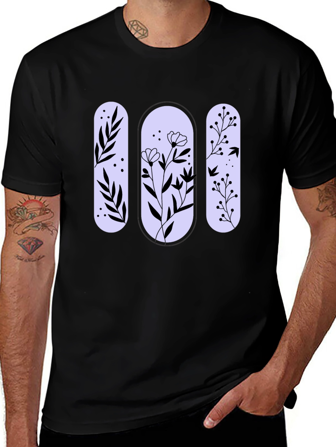 Variant 27 of Floral Design Black T-Shirt
