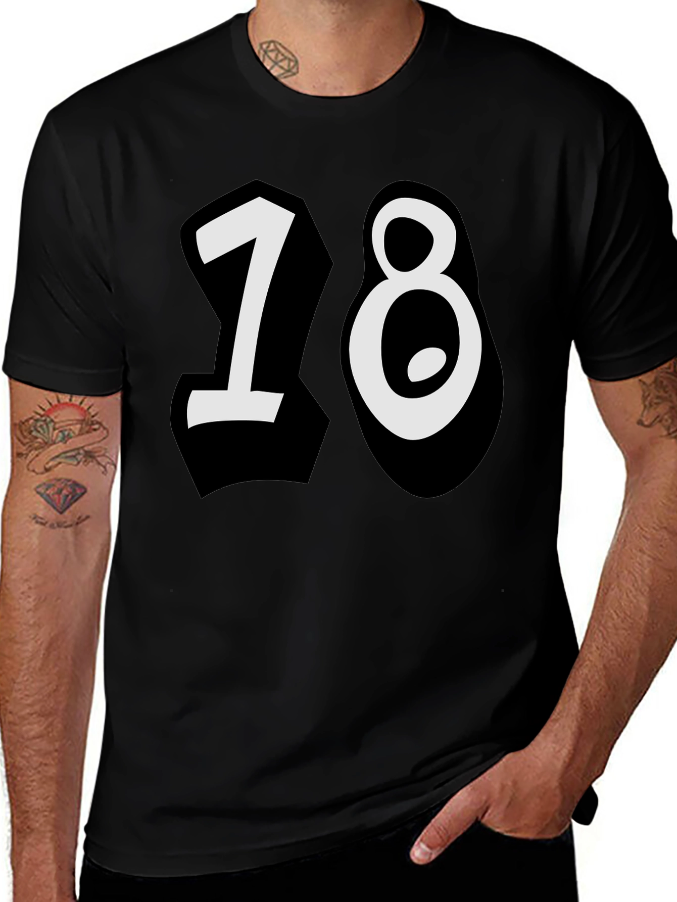 18 Birthday Graphic Tee - Men's Black T-Shirt