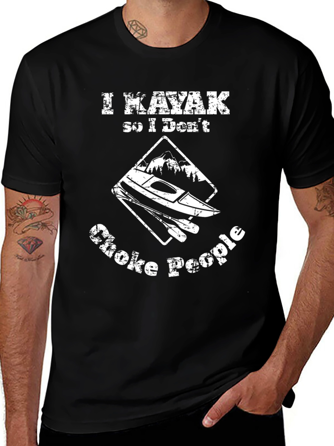 Variant 17 of I Kayak So I Don't Choke People Black T-Shirt