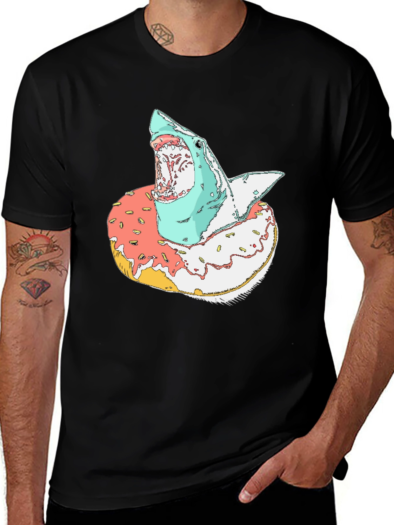 Shark Donut T-Shirt - Unique Graphic Tee