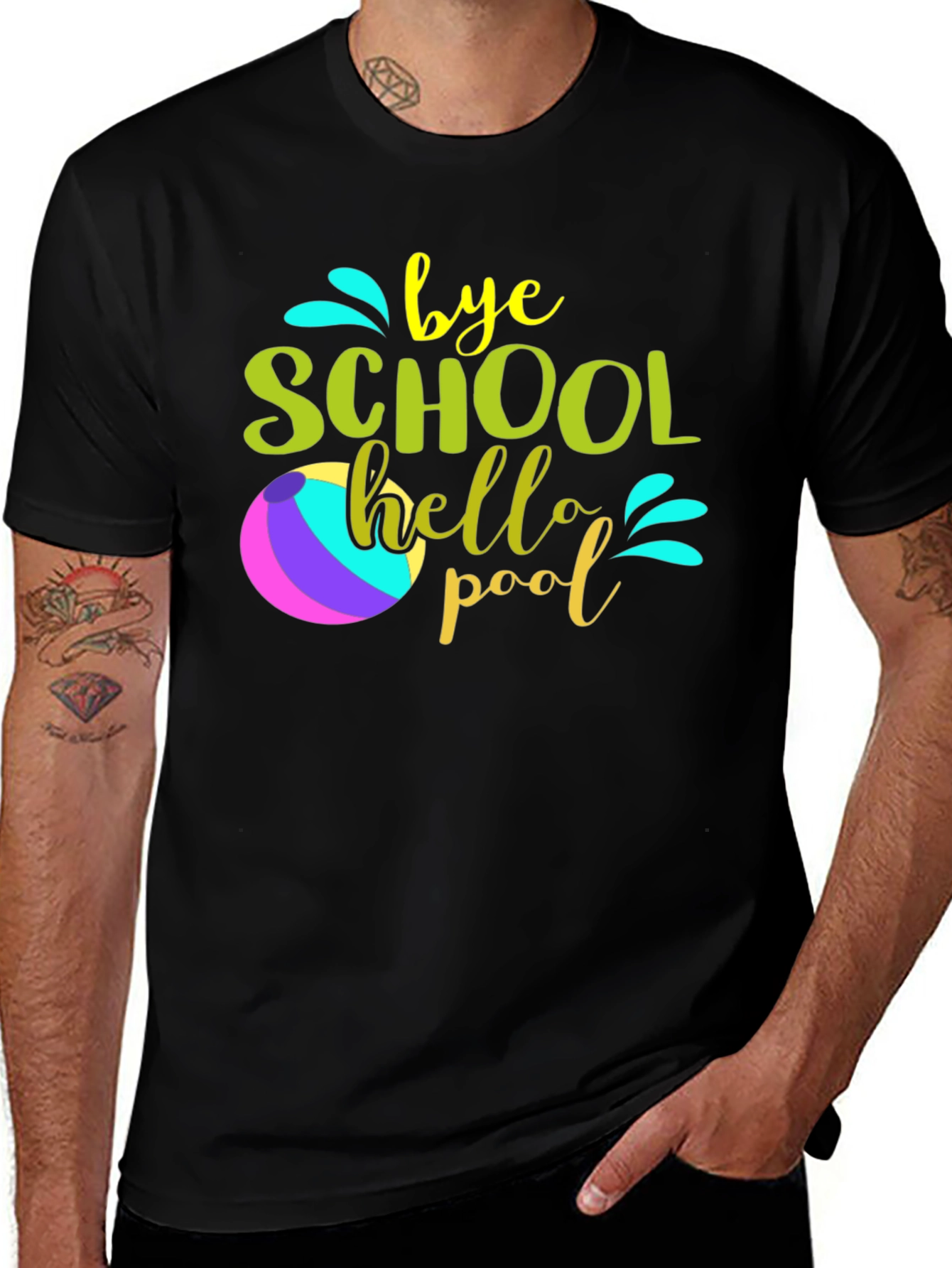 Variant 26 of Bye School Hello Pool Graphic Tee - Summer Vacation Shirt