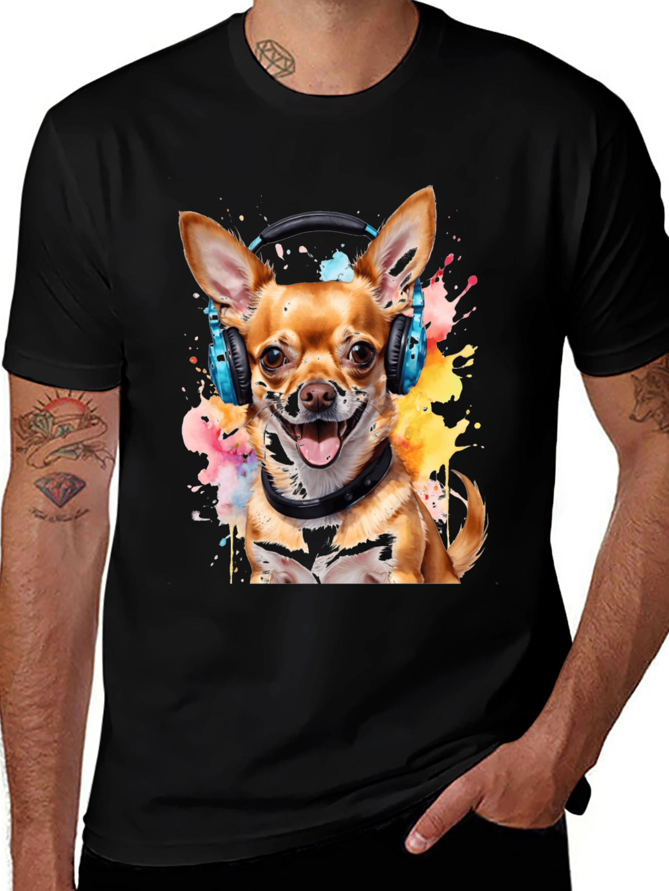 Variant 29 of Dog Wearing Headphones Graphic T-Shirt