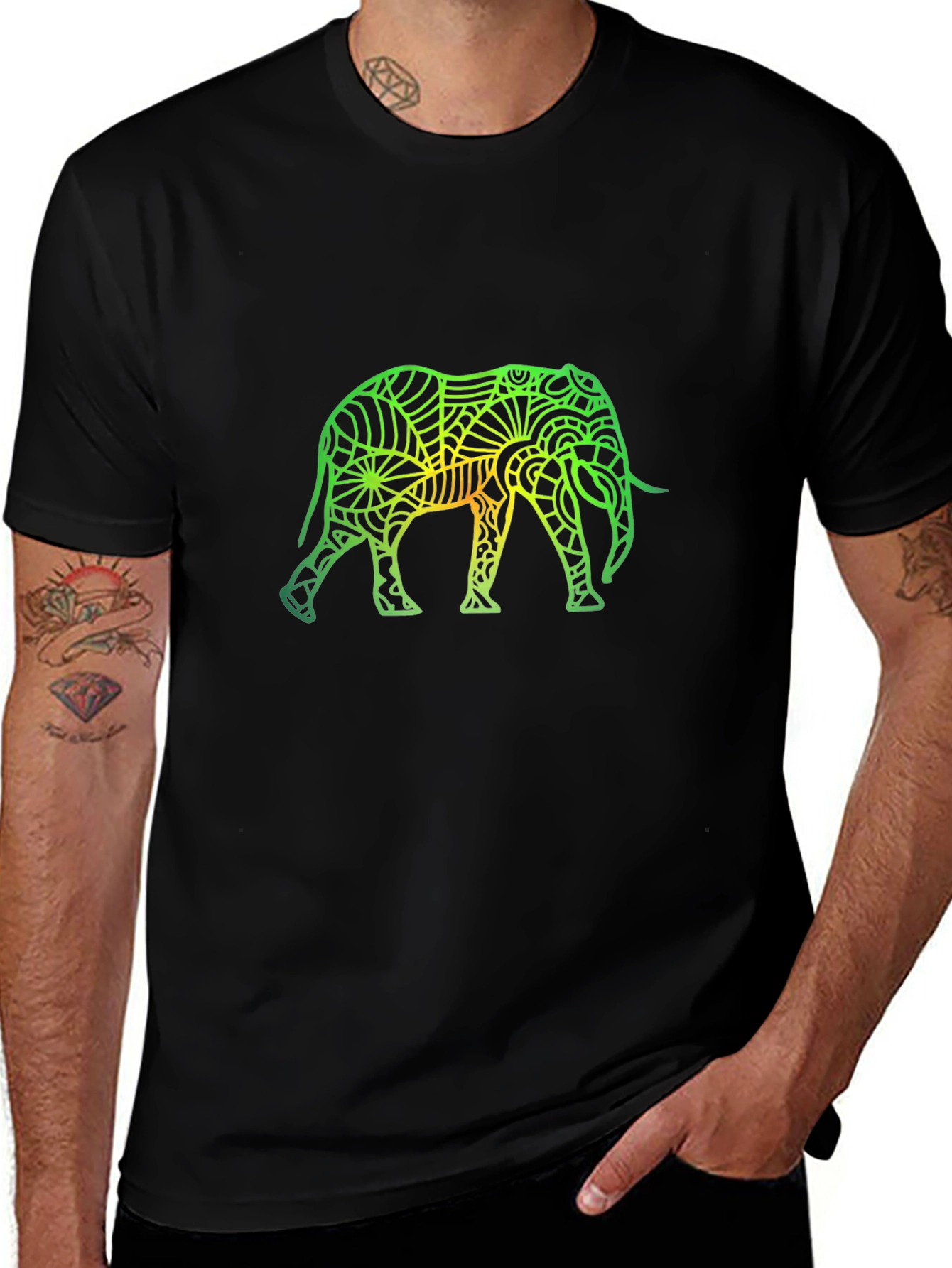 Black Elephant Graphic Tee - Stylish Animal Design main image