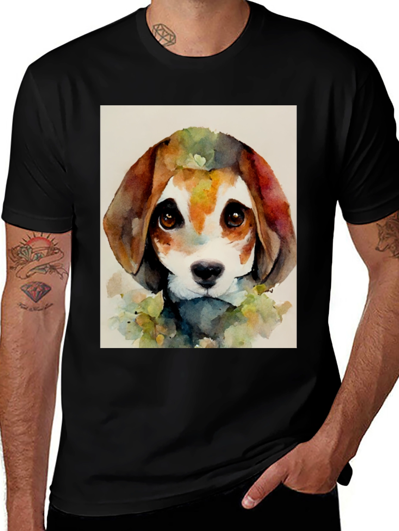 Variant 19 of Watercolor Beagle Dog T-Shirt - Artistic Puppy Tee