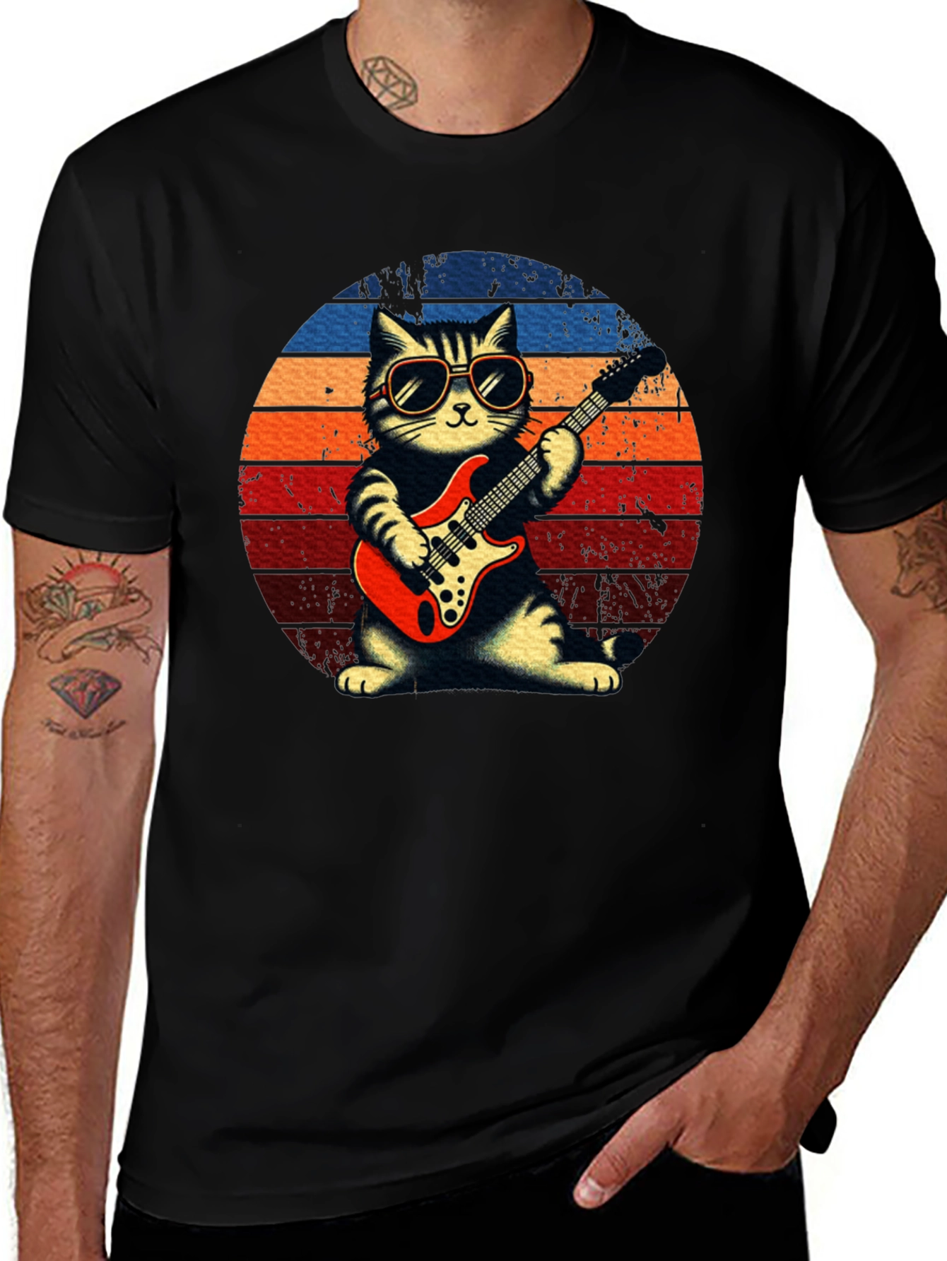 Variant 3 of Cat Guitarist Graphic Tee