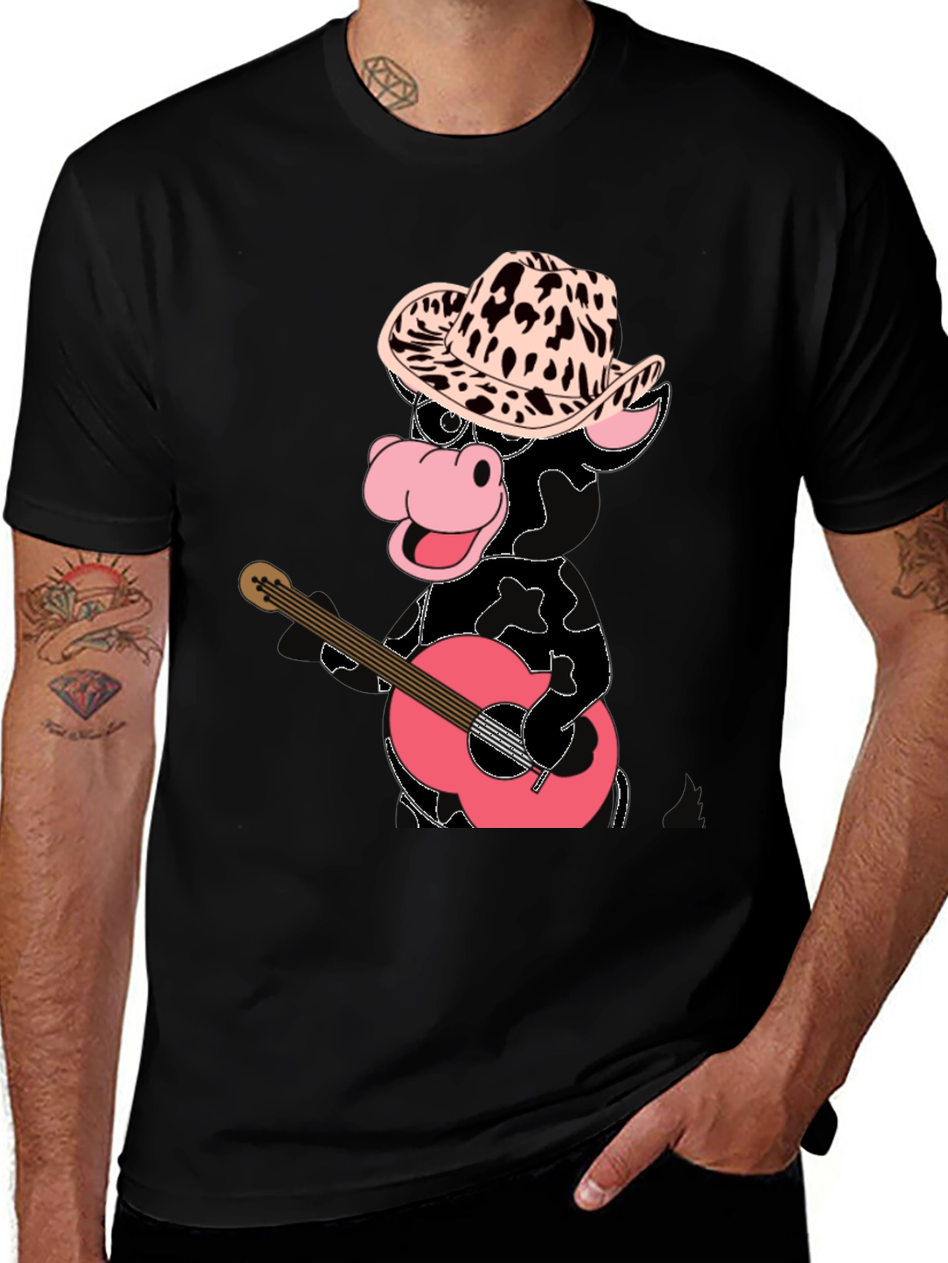 Variant 5 of Cowboy Cow Playing Guitar T-Shirt