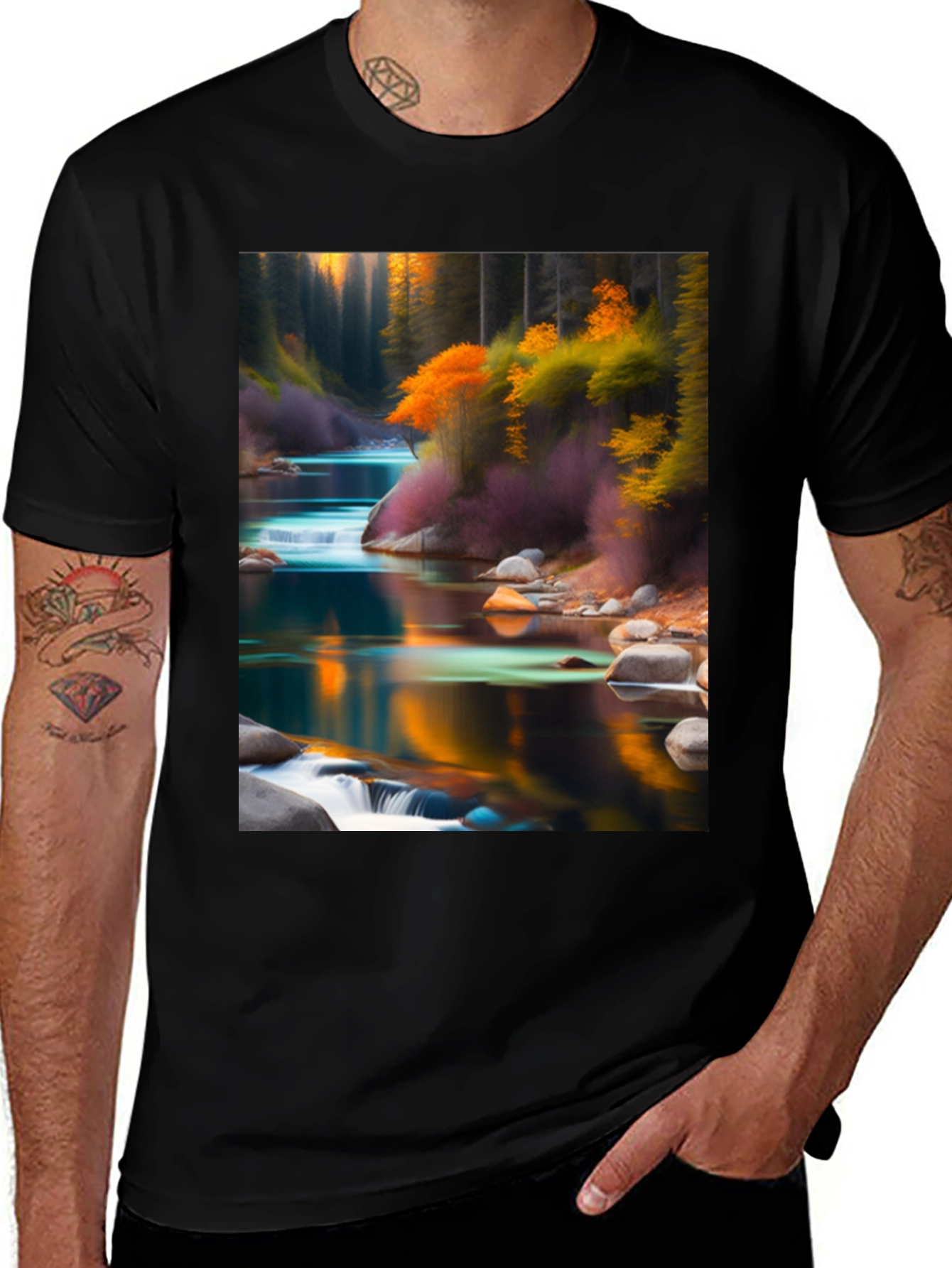 Variant 9 of Nature's Reflection Black T-Shirt