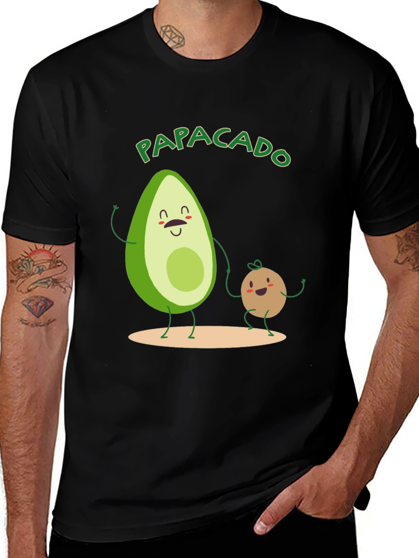 Variant 5 of Papacado Men's T-Shirt - Avocado Dad Father's Day Tee