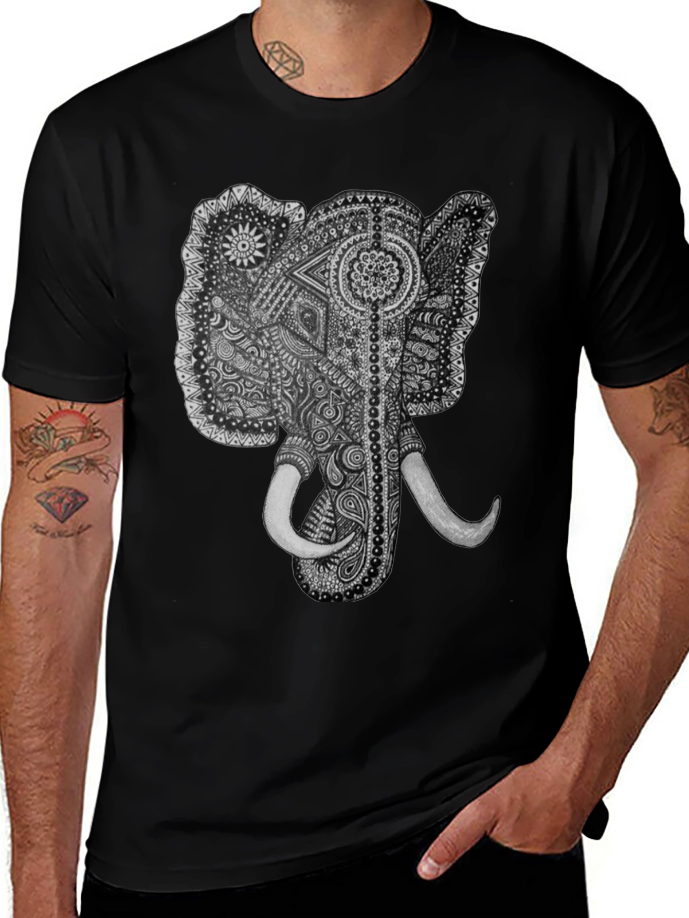 Variant 13 of Elephant Mandala Graphic Print T-Shirt